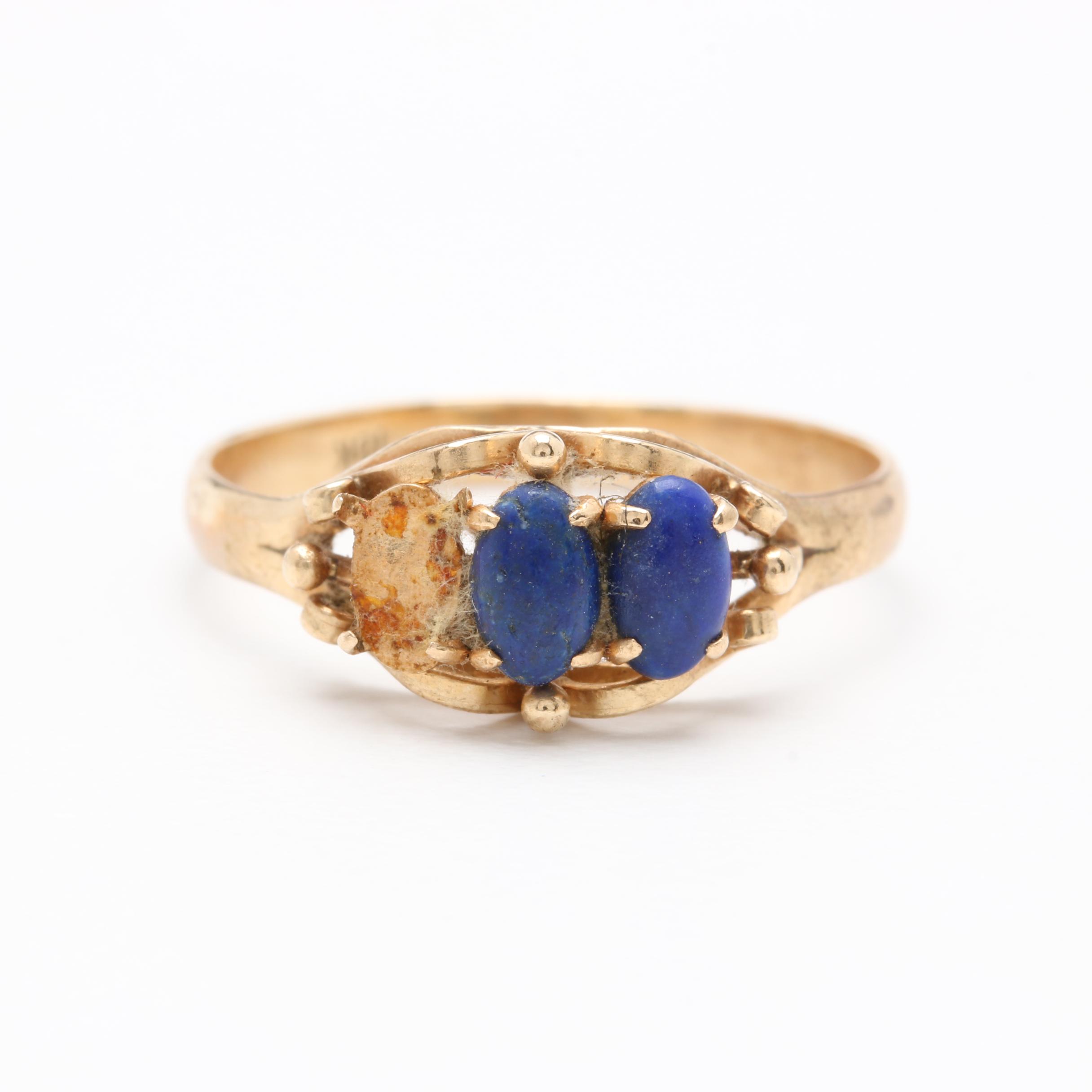 10K Yellow Gold Opal and Lapis Lazuli Rings