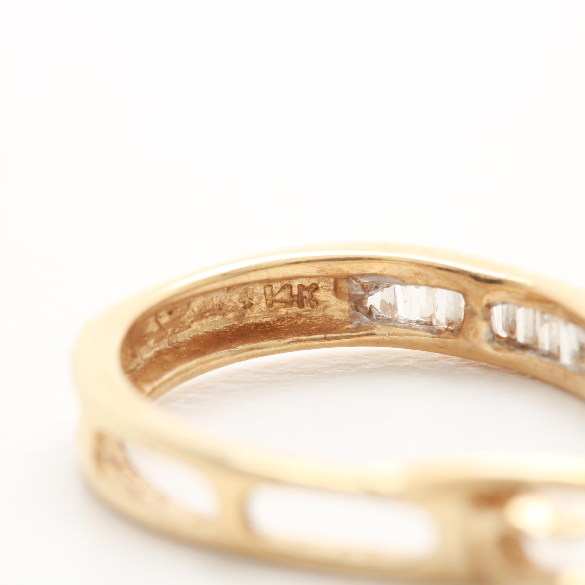 14K Yellow Gold Diamond Channel Hoop Earrings