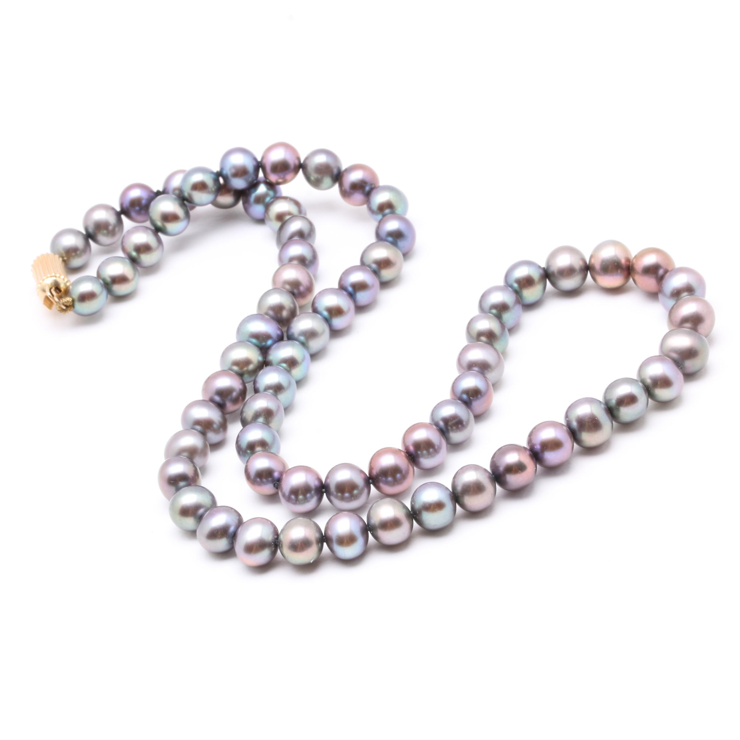 14K Yellow Gold Cultured Pearl Necklace