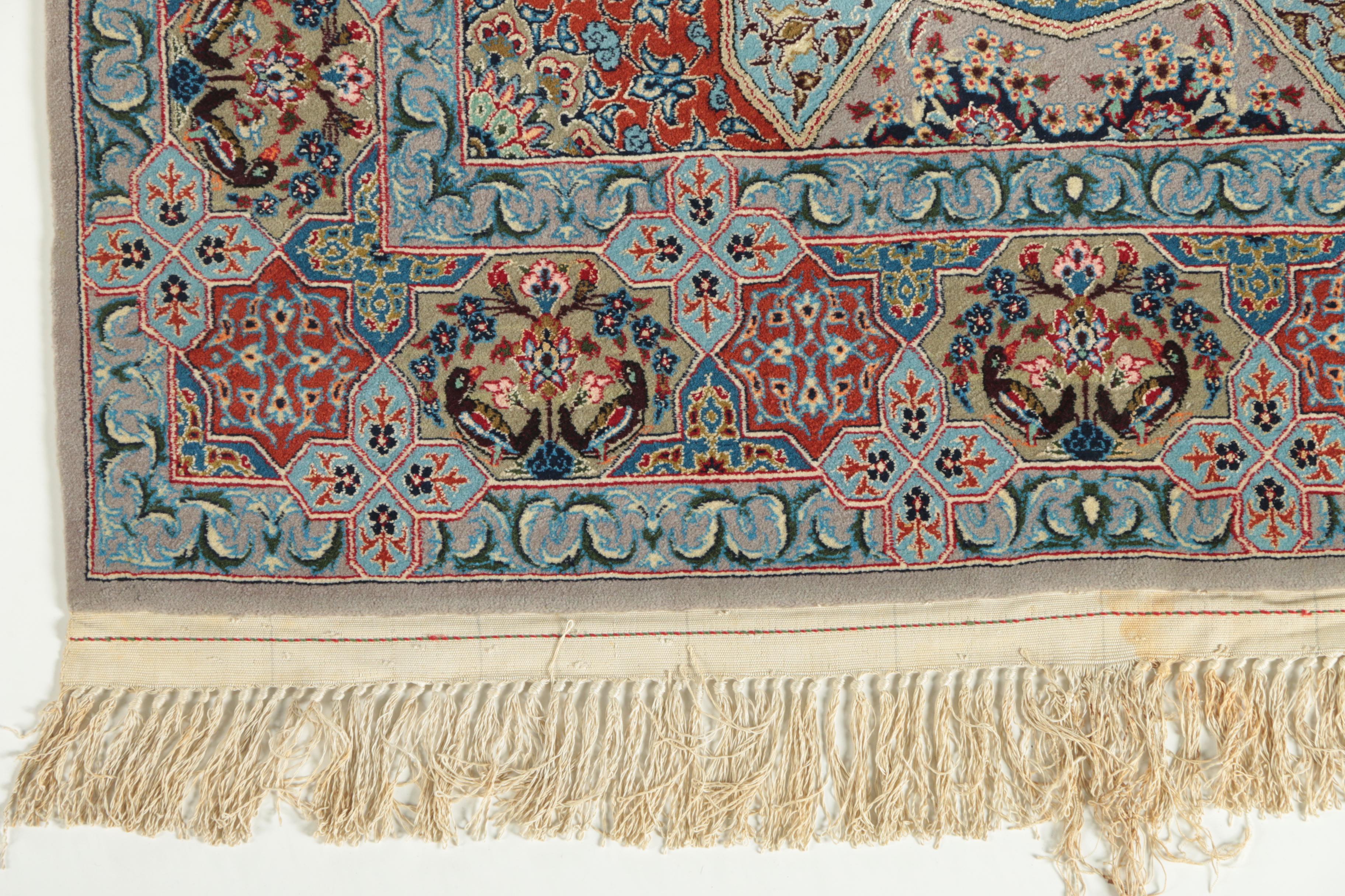 Finely Hand-Knotted Persian Isfahan Wool and Silk Accent Rug