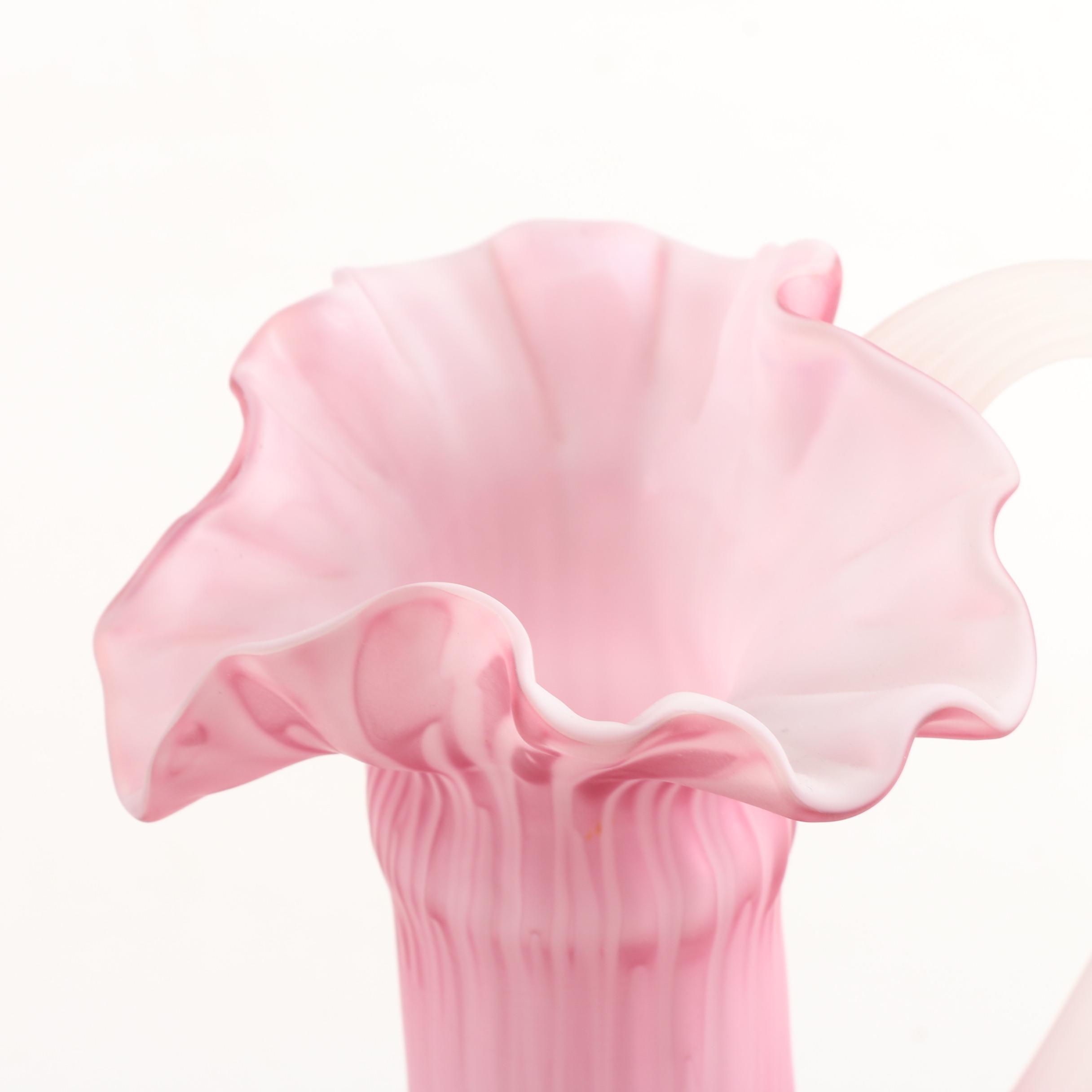 Mount Washington Pink Cased Glass Pitcher and Rose Bowl