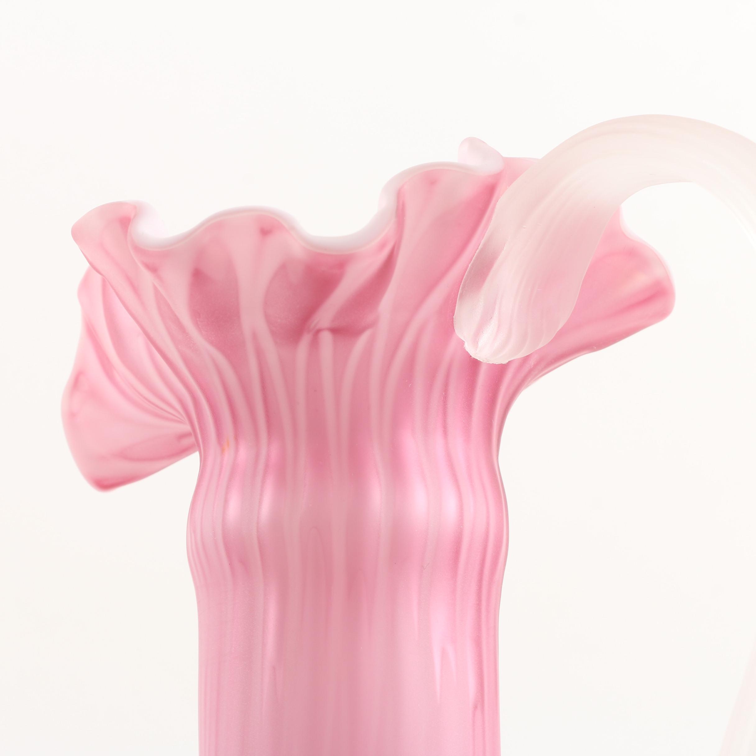 Mount Washington Pink Cased Glass Pitcher and Rose Bowl