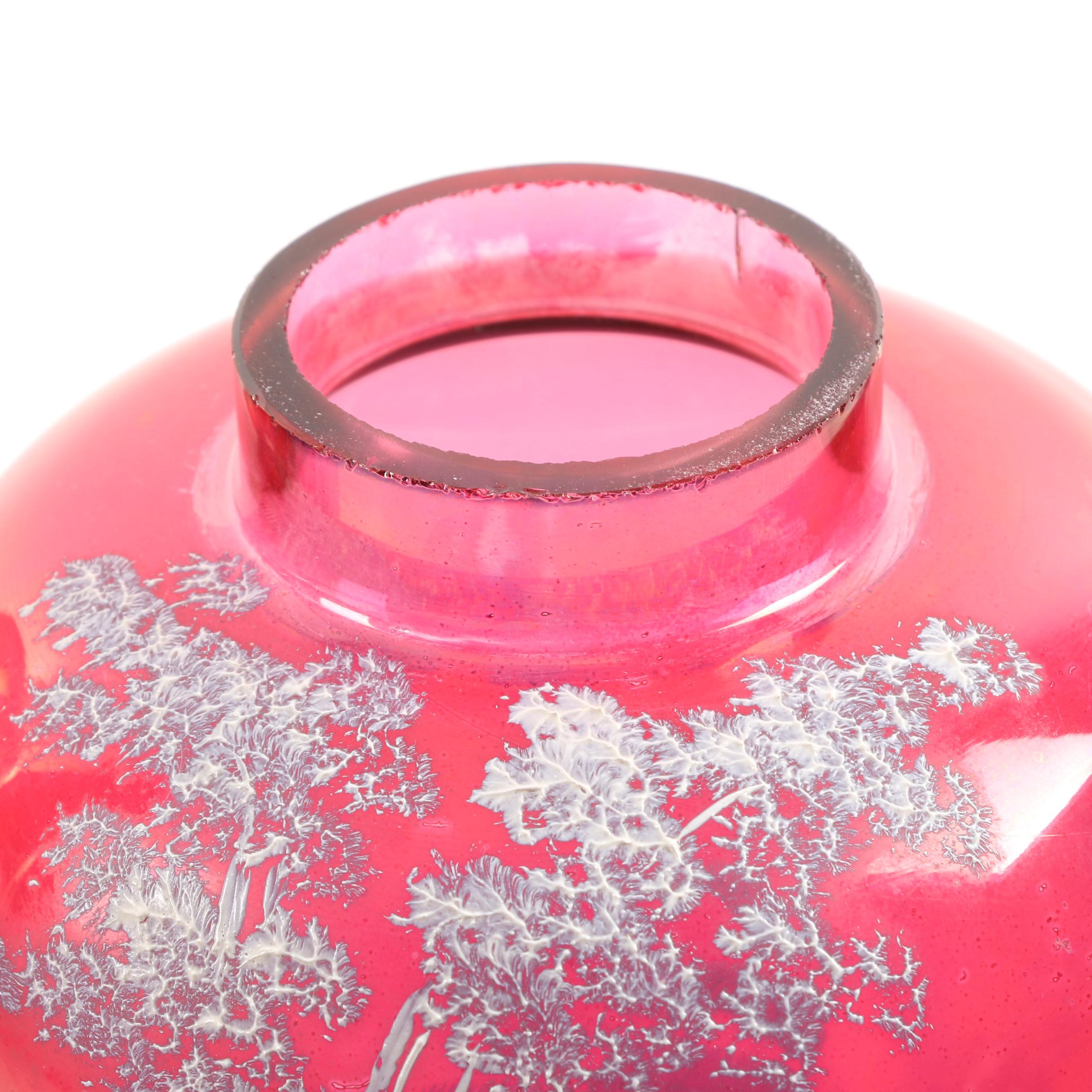 Mary Gregory Style Cranberry Flash Glass Covered Ginger Jars