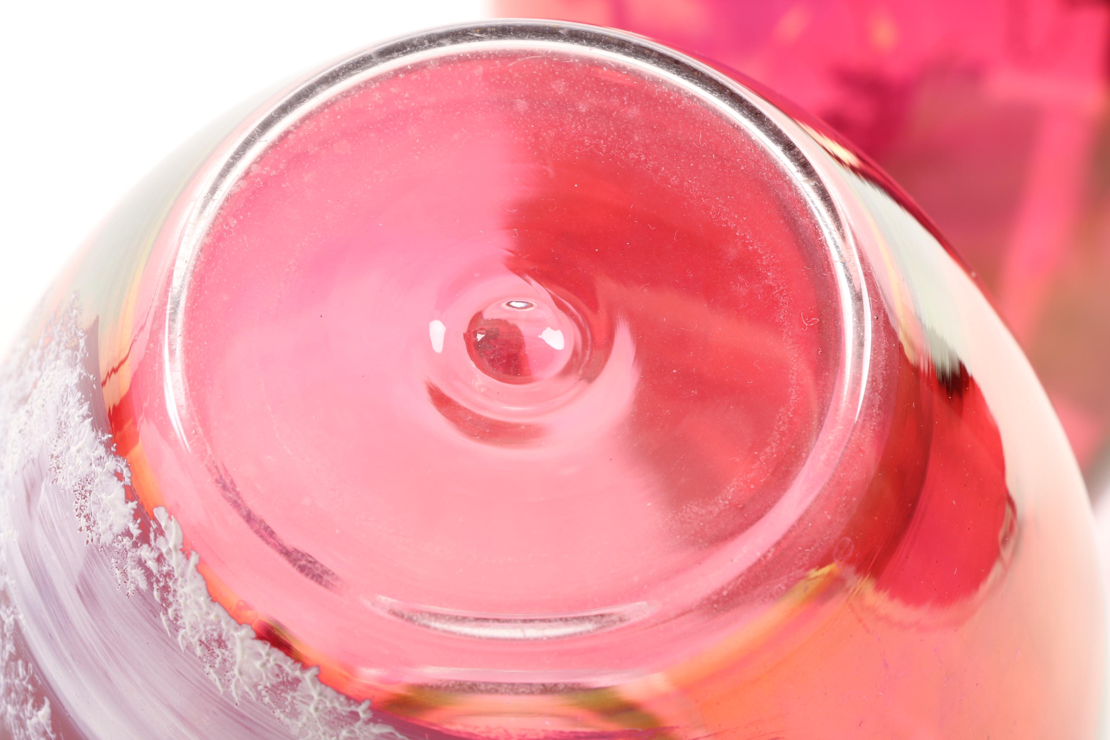 Mary Gregory Style Cranberry Flash Glass Covered Ginger Jars