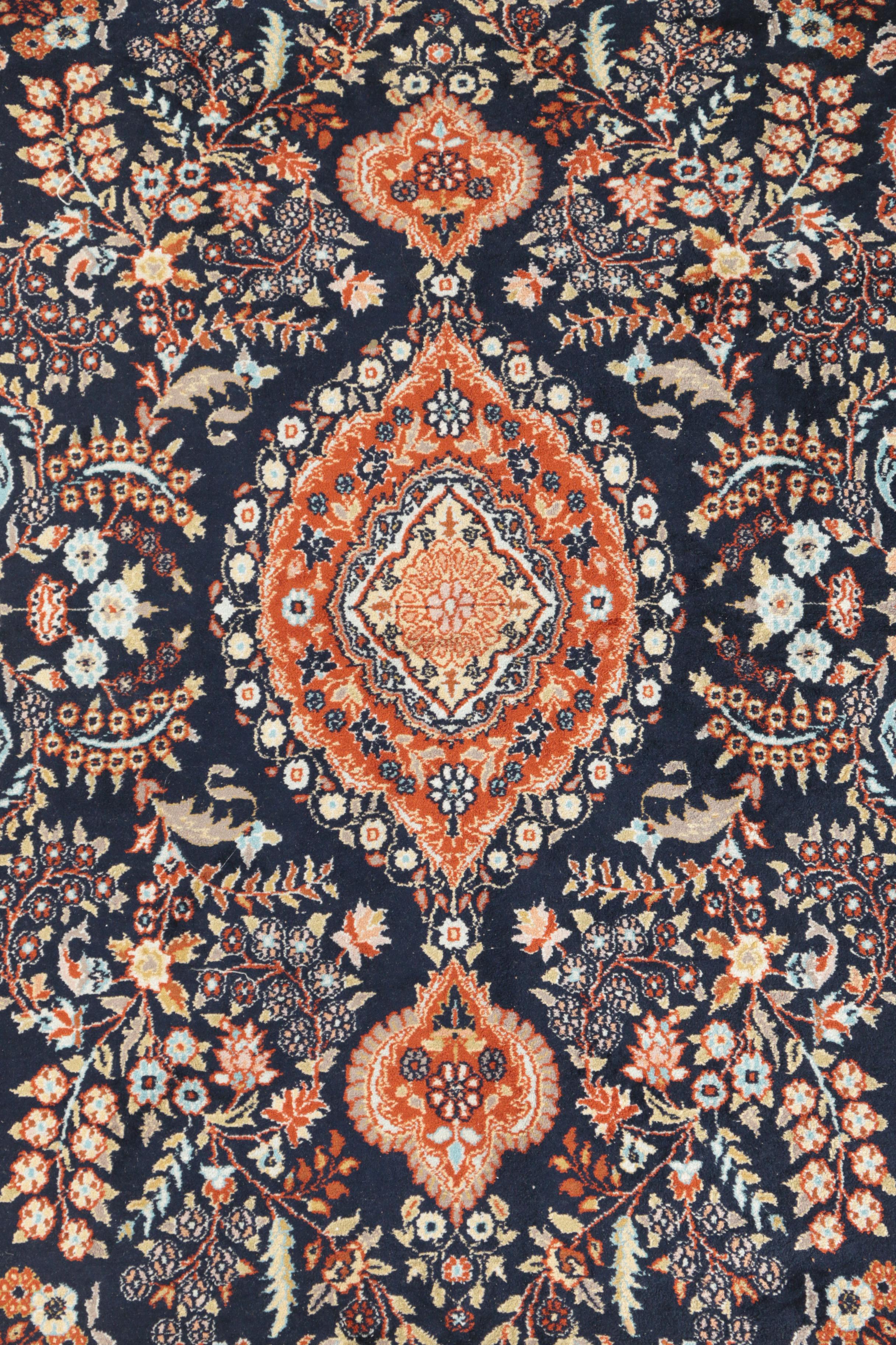 Hand-Knotted Indo-Persian Kashmir Silk Area Rug