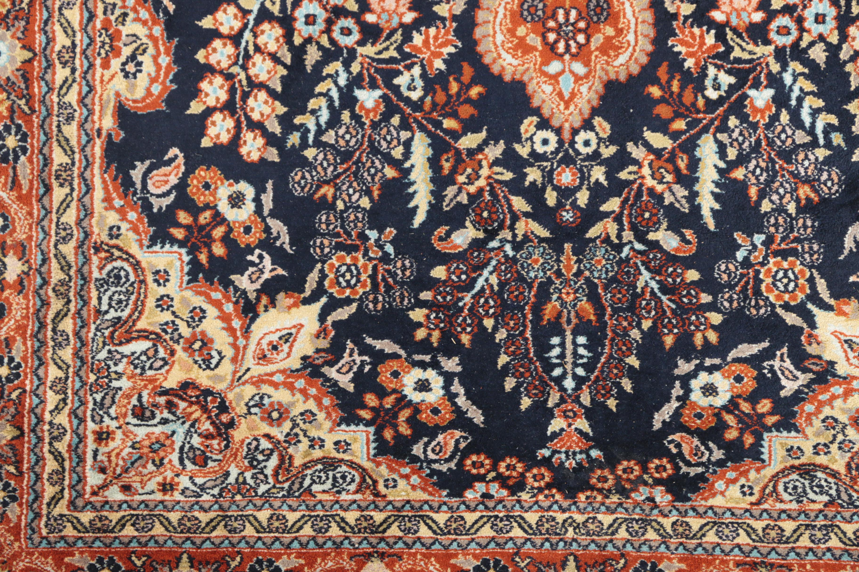 Hand-Knotted Indo-Persian Kashmir Silk Area Rug