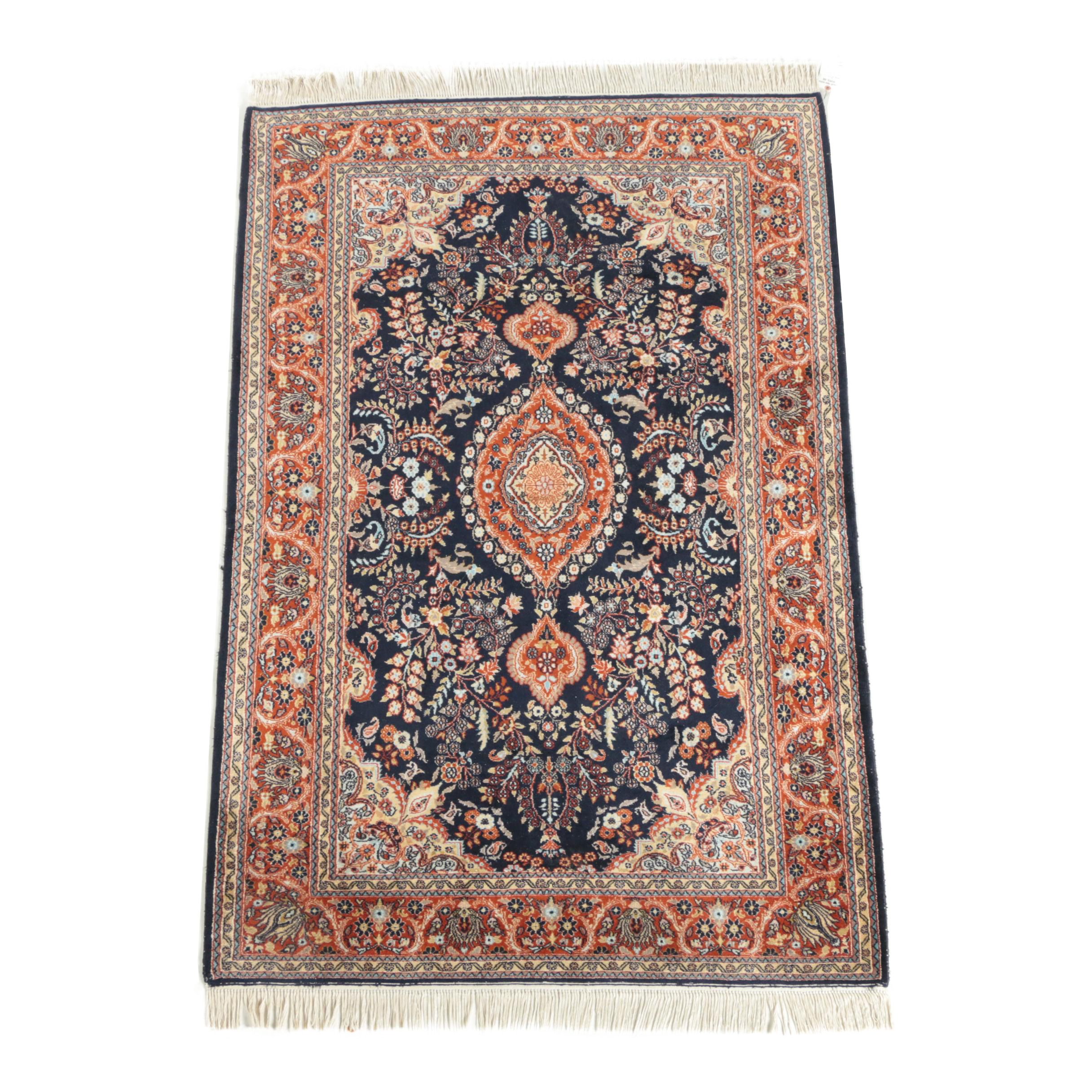 Hand-Knotted Indo-Persian Kashmir Silk Area Rug