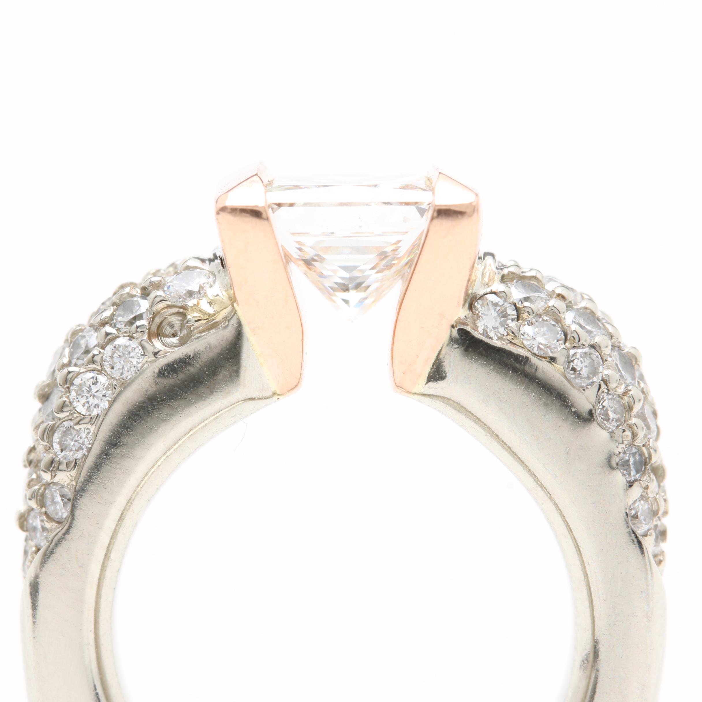 Gelin Abaci 14K White Gold 2.09 CTW Diamond Ring with Rose Gold Accents