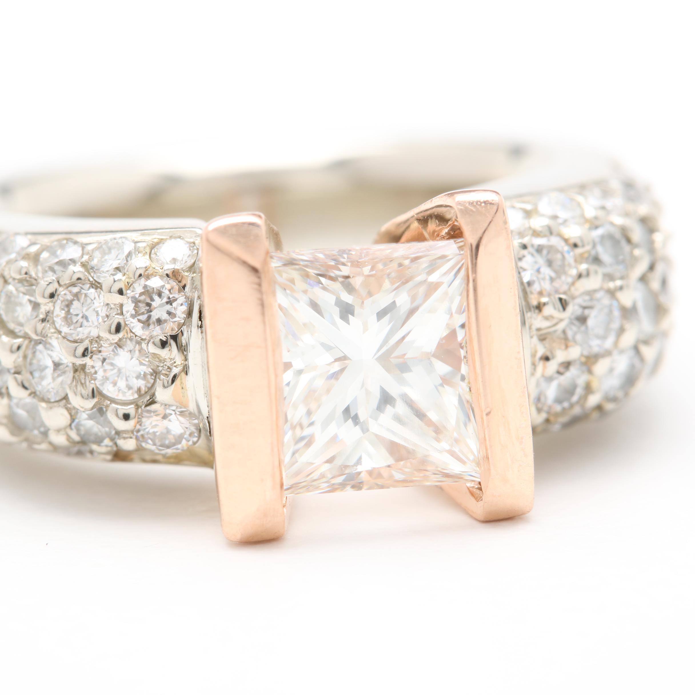 Gelin Abaci 14K White Gold 2.09 CTW Diamond Ring with Rose Gold Accents