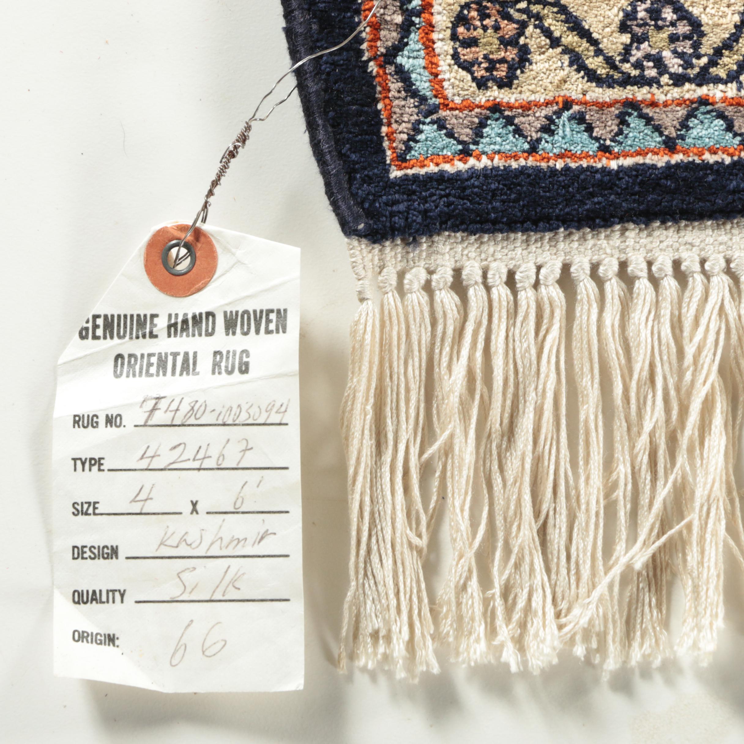 Hand-Knotted Indo-Persian Kashmir Silk Area Rug