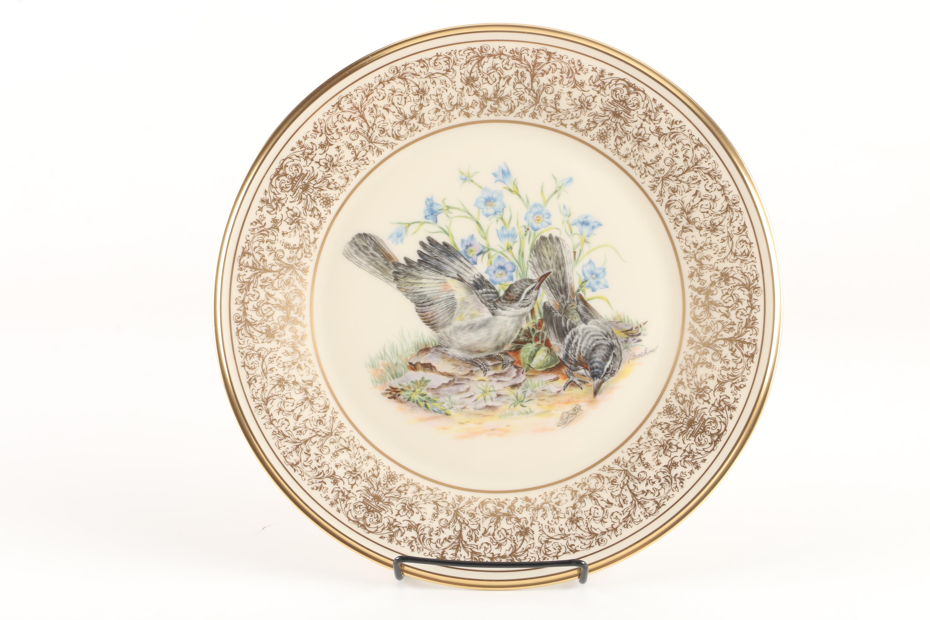 1978 Lenox Limited Edition "Boehm Birds" Porcelain Mockingbirds Plate