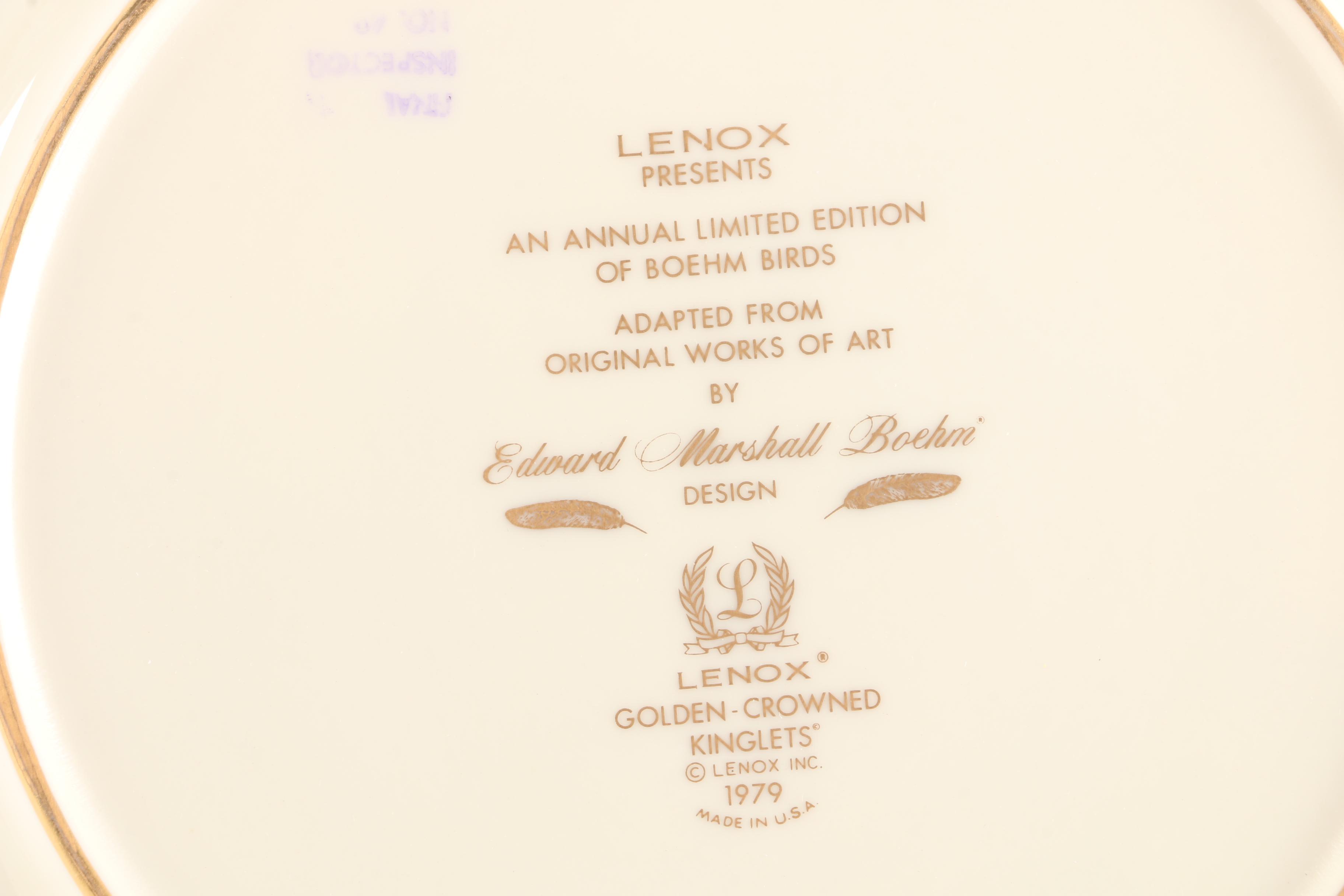 1979 Lenox "Boehm Birds" Porcelain Golden-Crowned Kinglets