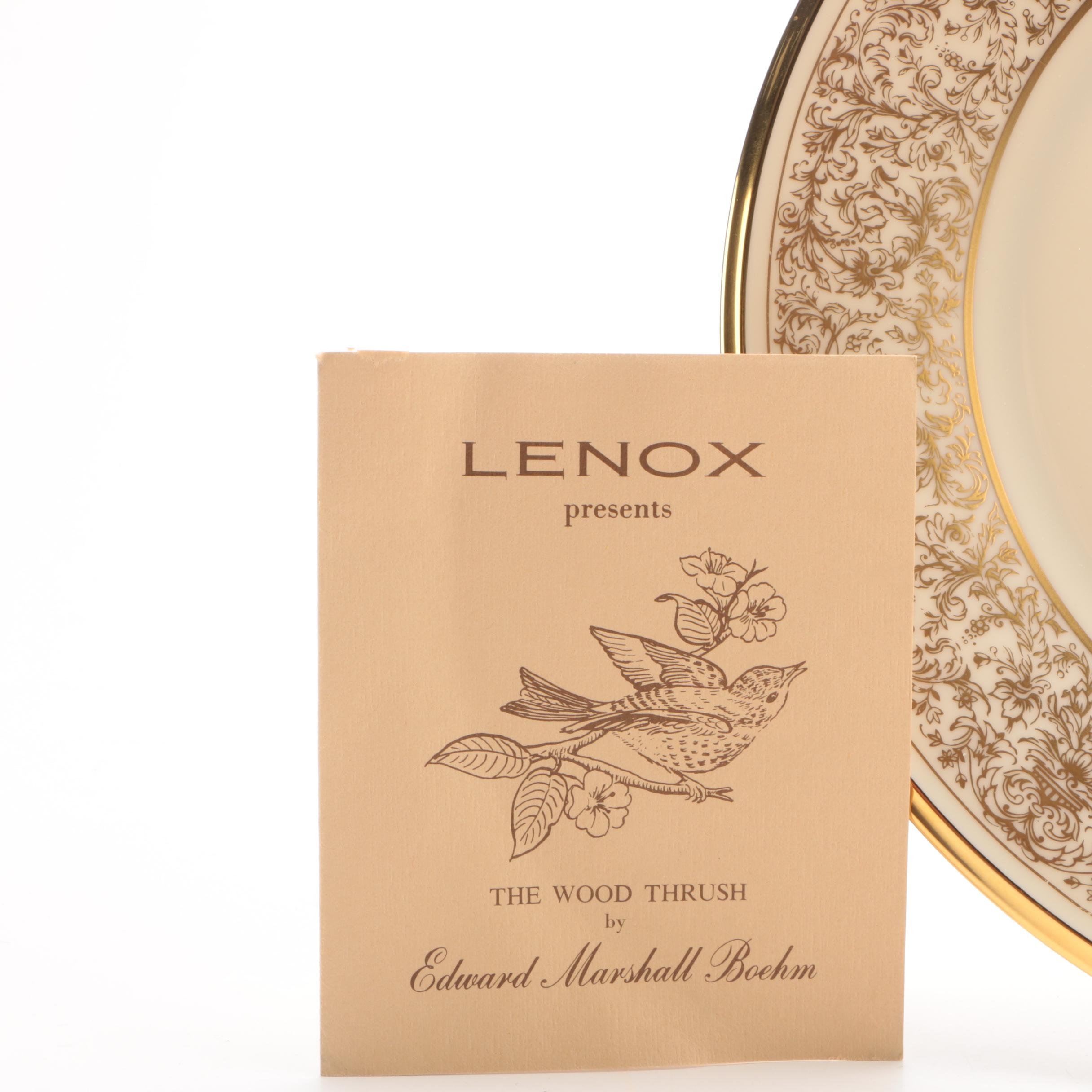 1970 Lenox Limited Edition "Boehm Birds" Porcelain Wood Thrush Plate