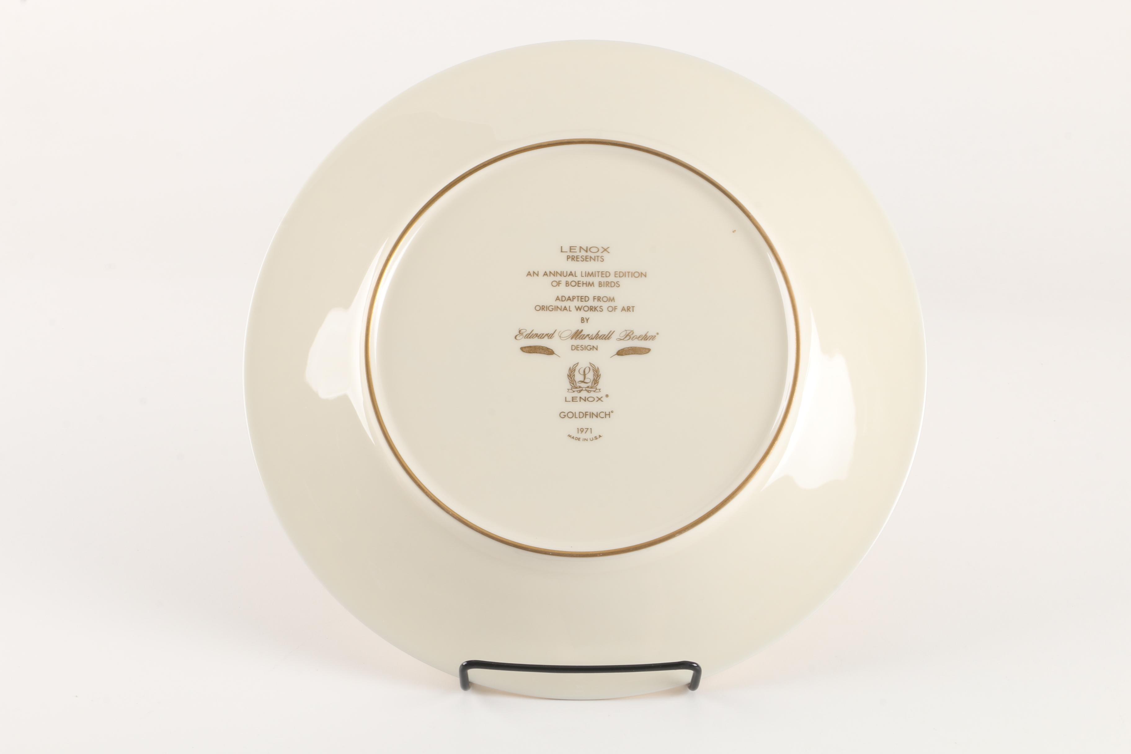 1971 Lenox "Boehm Birds" Porcelain Goldfinch Plate