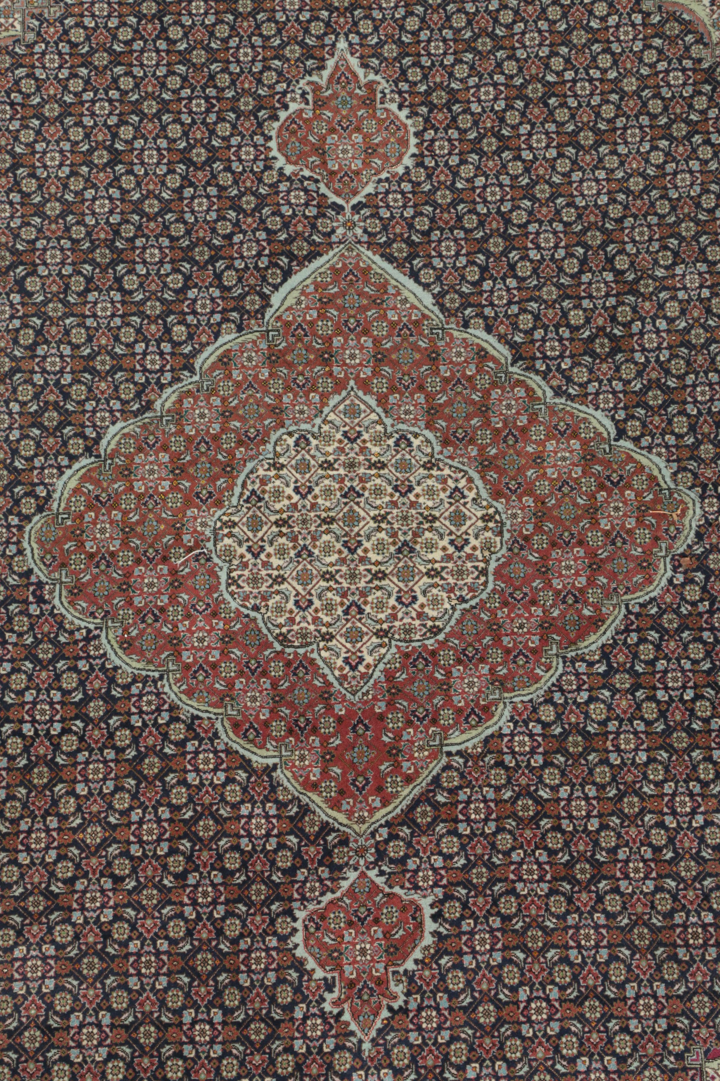 Hand-Knotted Persian Tabriz Mahi Wool and Silk Area Rug
