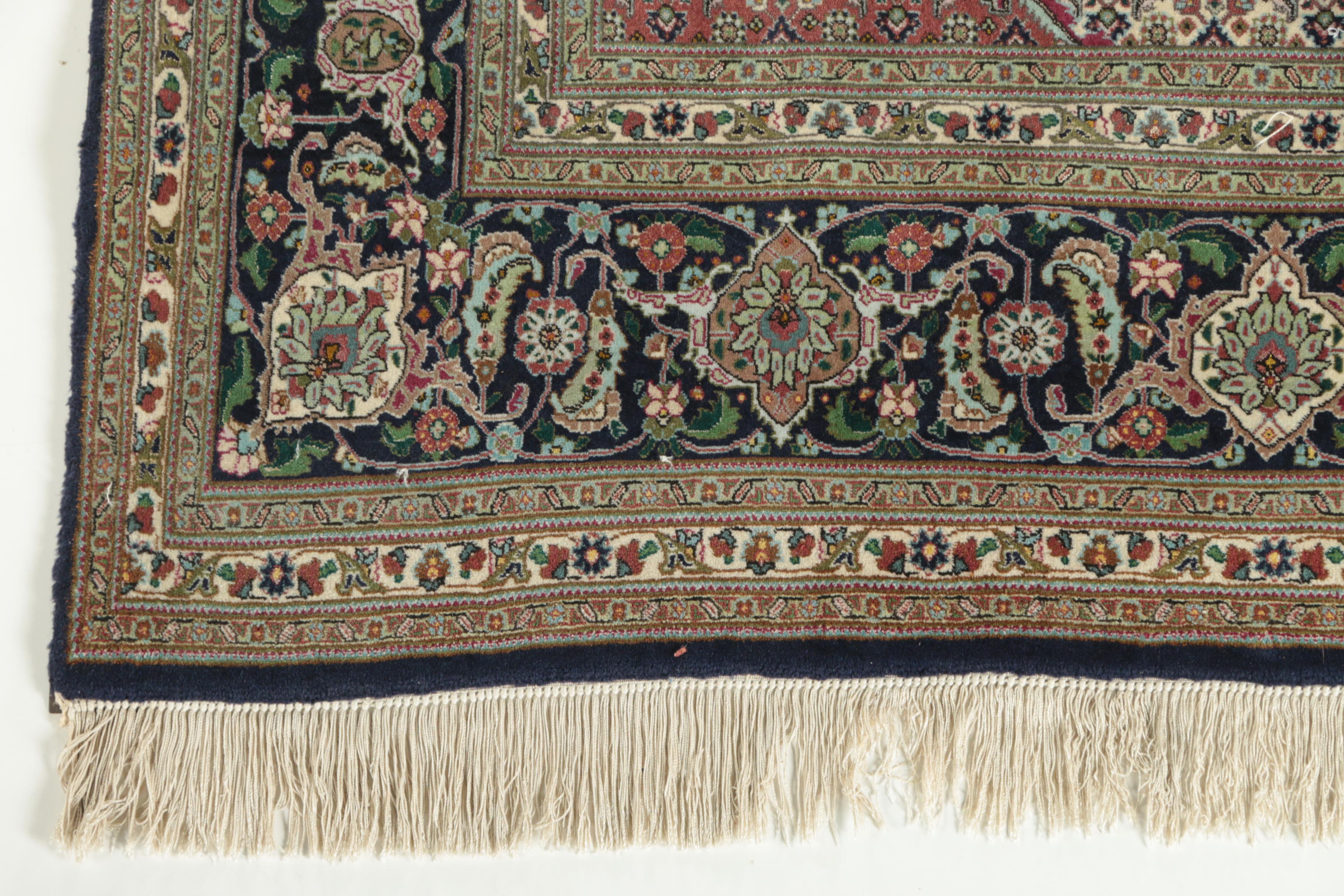 Hand-Knotted Persian Tabriz Mahi Wool and Silk Area Rug
