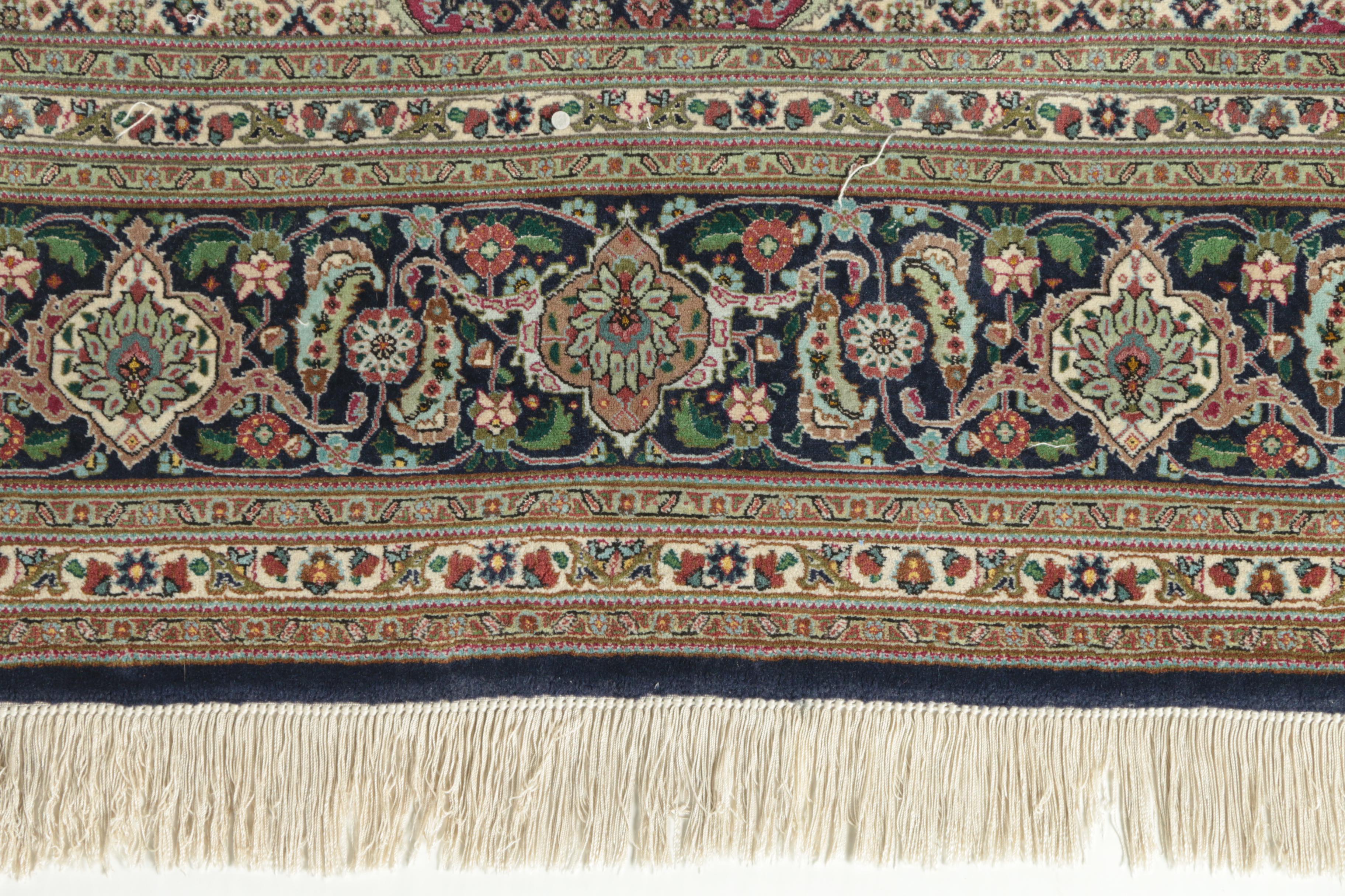 Hand-Knotted Persian Tabriz Mahi Wool and Silk Area Rug
