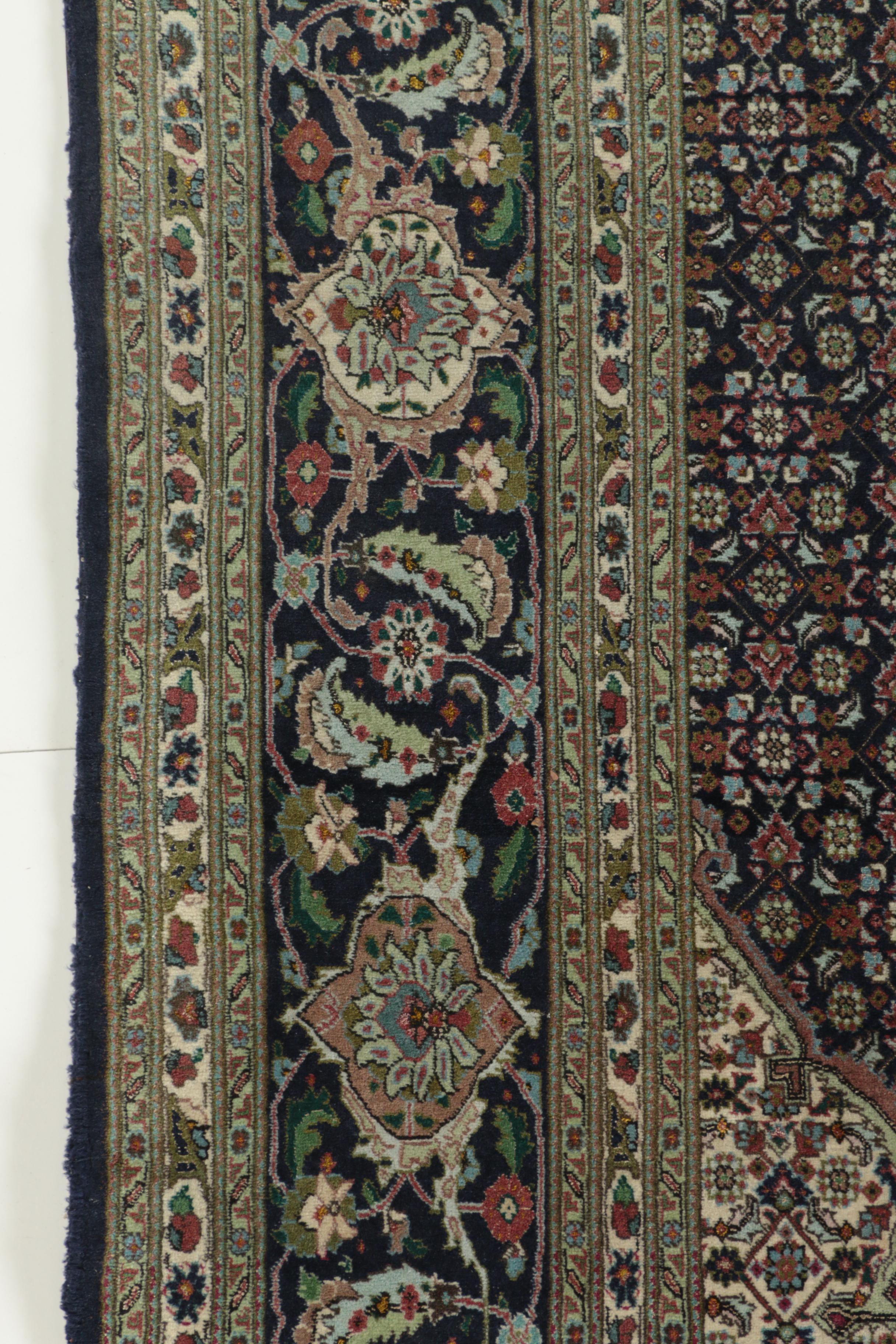 Hand-Knotted Persian Tabriz Mahi Wool and Silk Area Rug