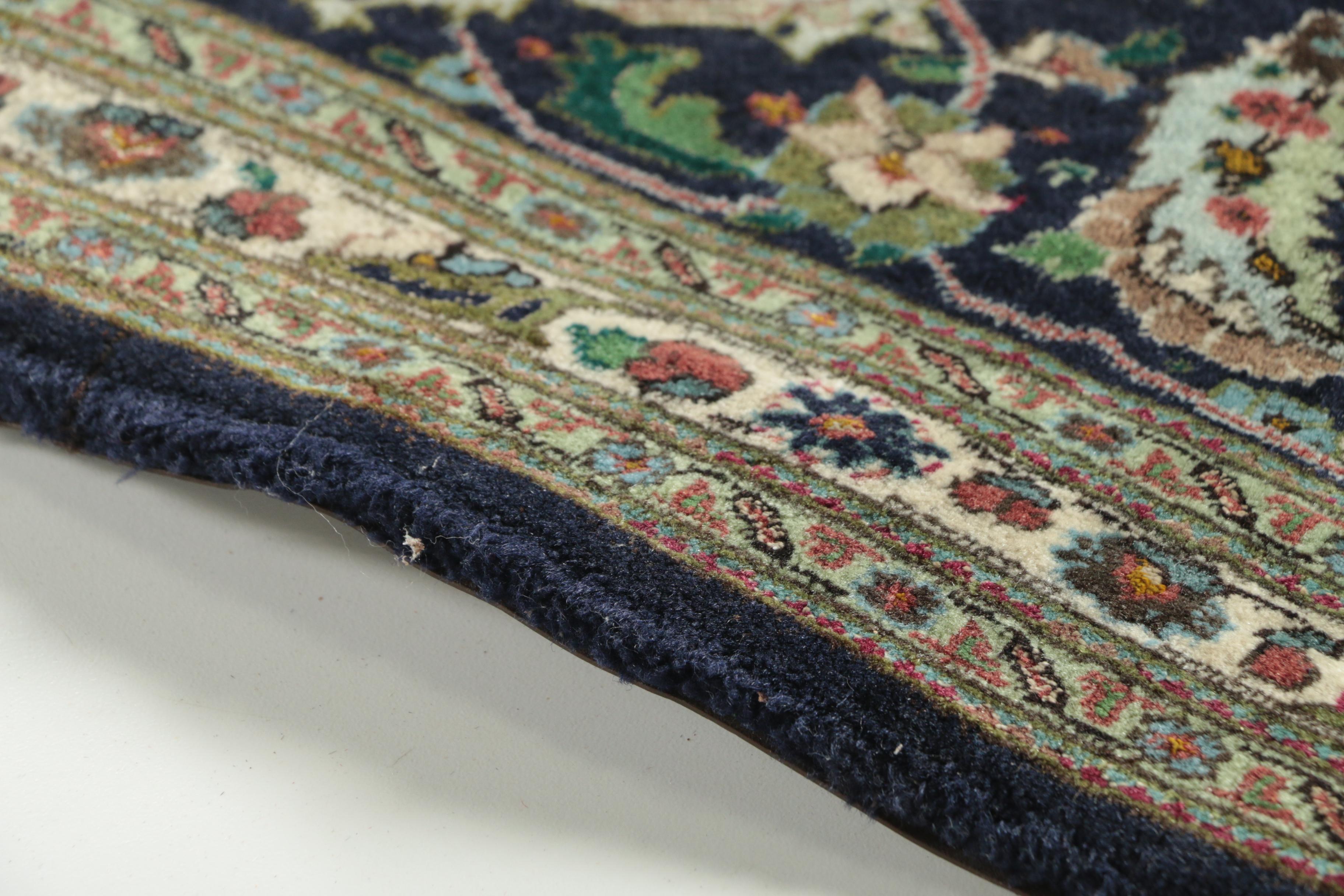 Hand-Knotted Persian Tabriz Mahi Wool and Silk Area Rug