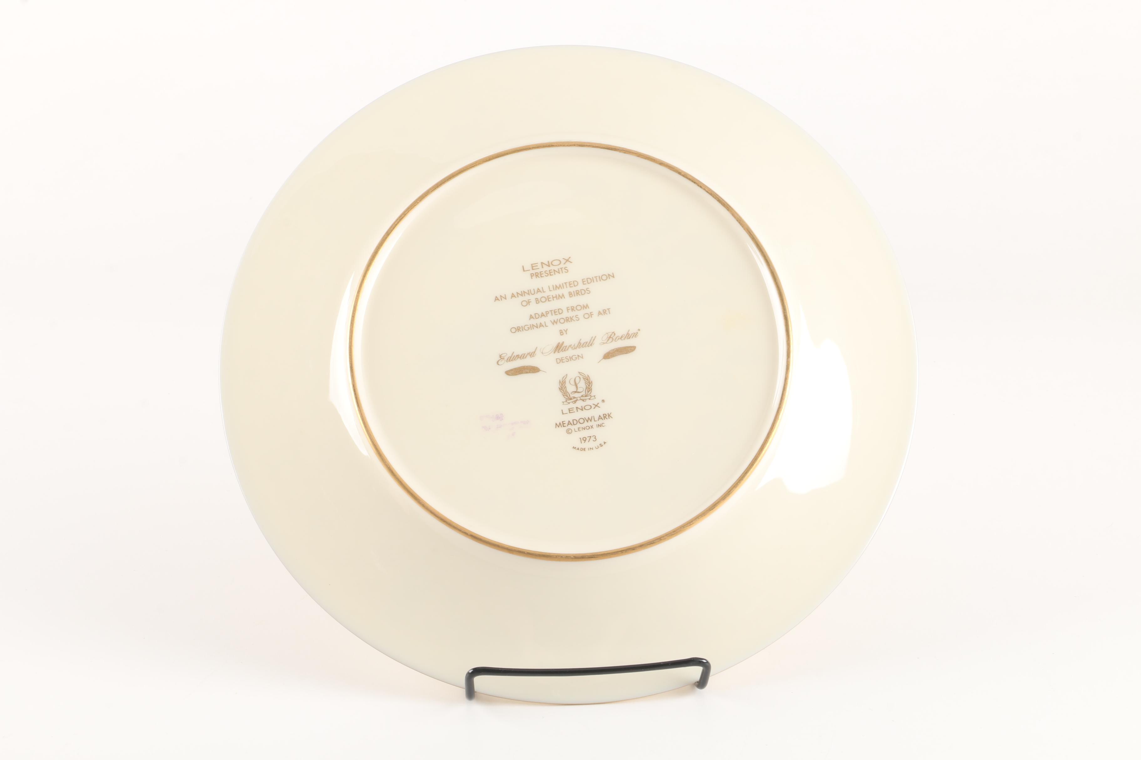 1973 Lenox "Boehm Birds" Porcelain Meadowlark Plate