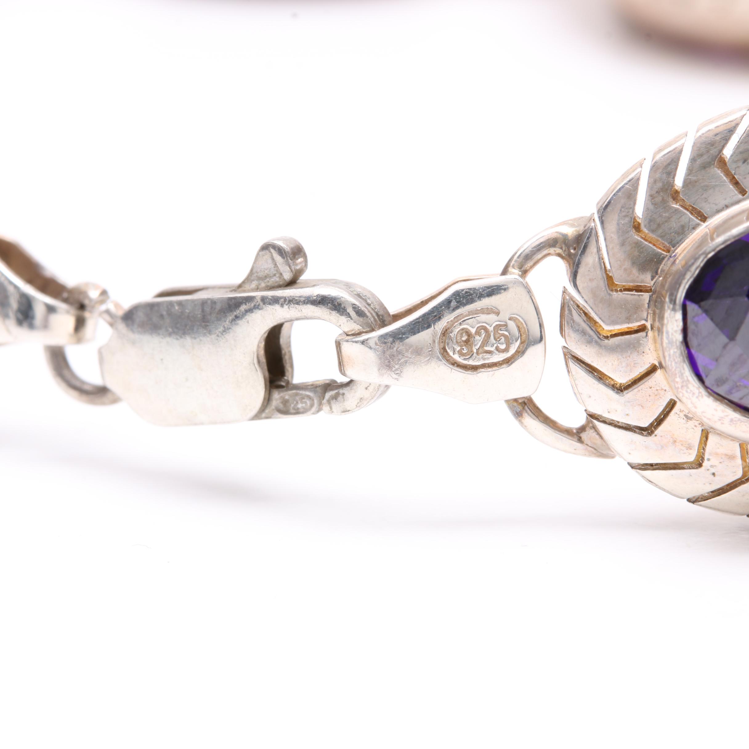 Assorted Sterling Silver Jewelry Featuring Garnet and Cultured Pearl