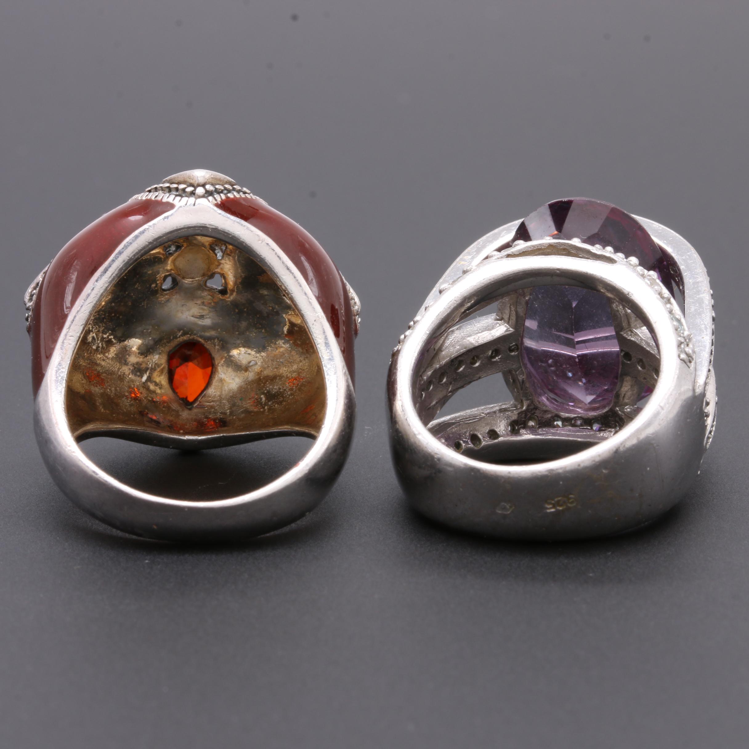 Assorted Sterling Silver Jewelry Featuring Garnet and Cultured Pearl