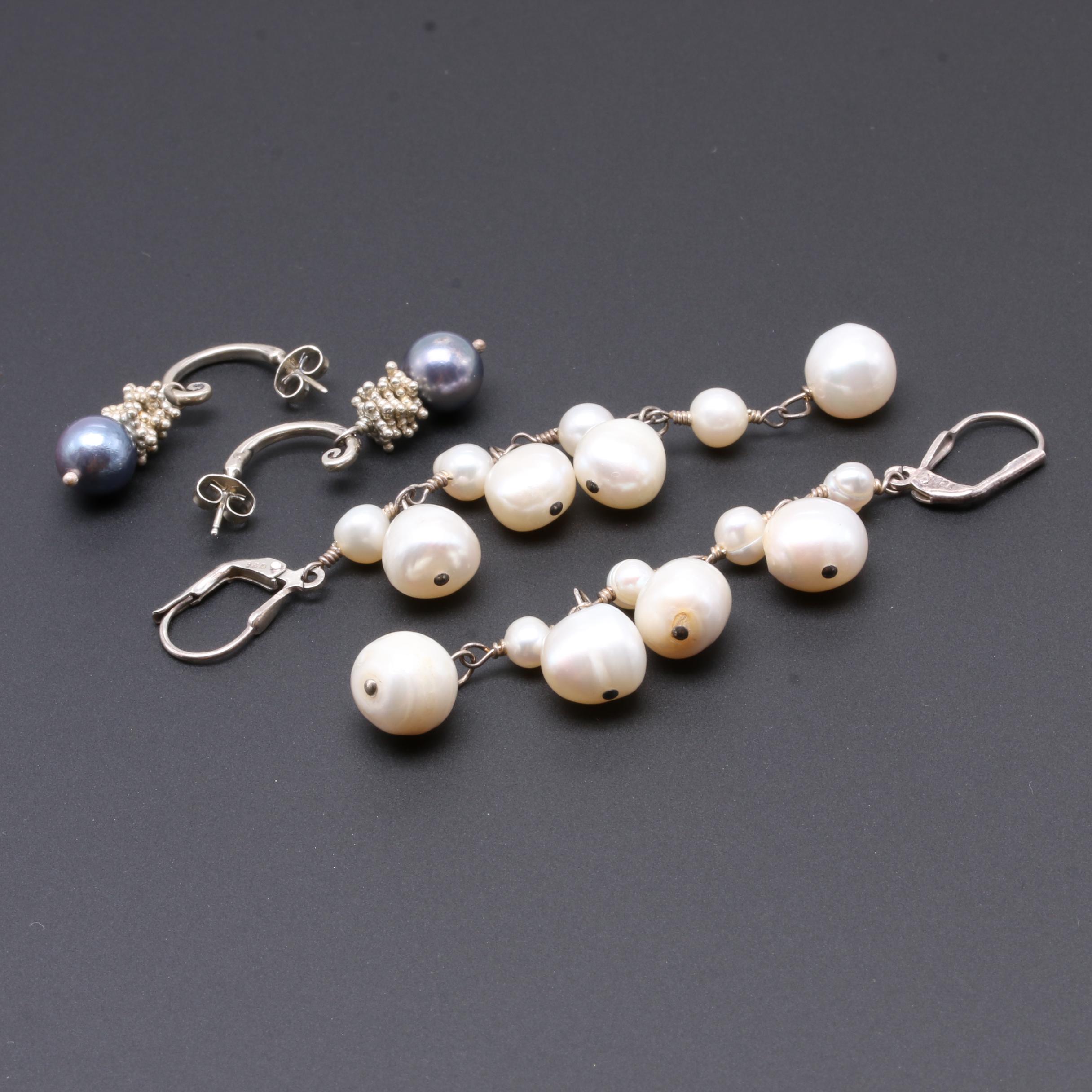 Assorted Sterling Silver Jewelry Featuring Garnet and Cultured Pearl