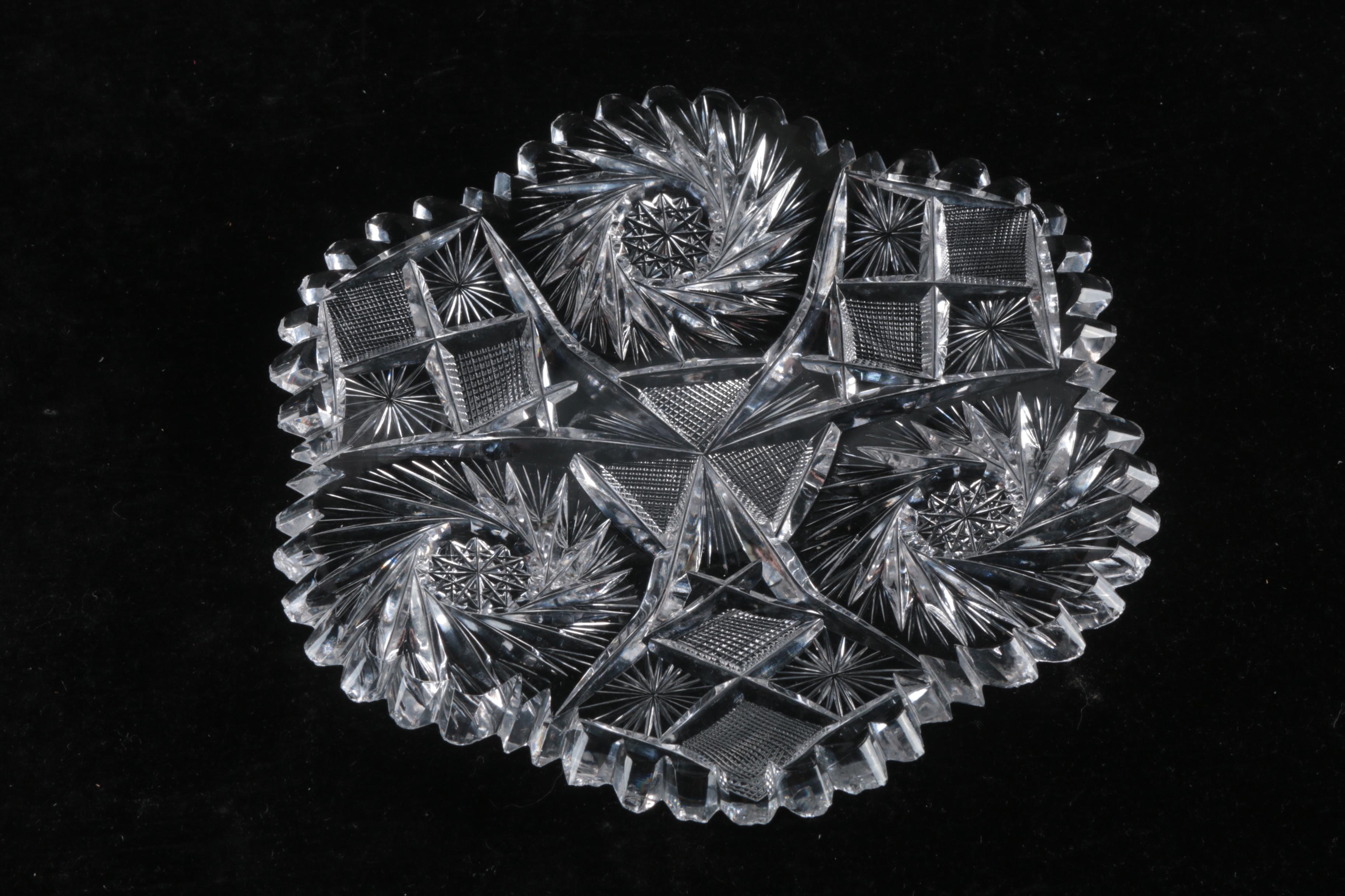 Hand-Cut Crystal Vase and Dish