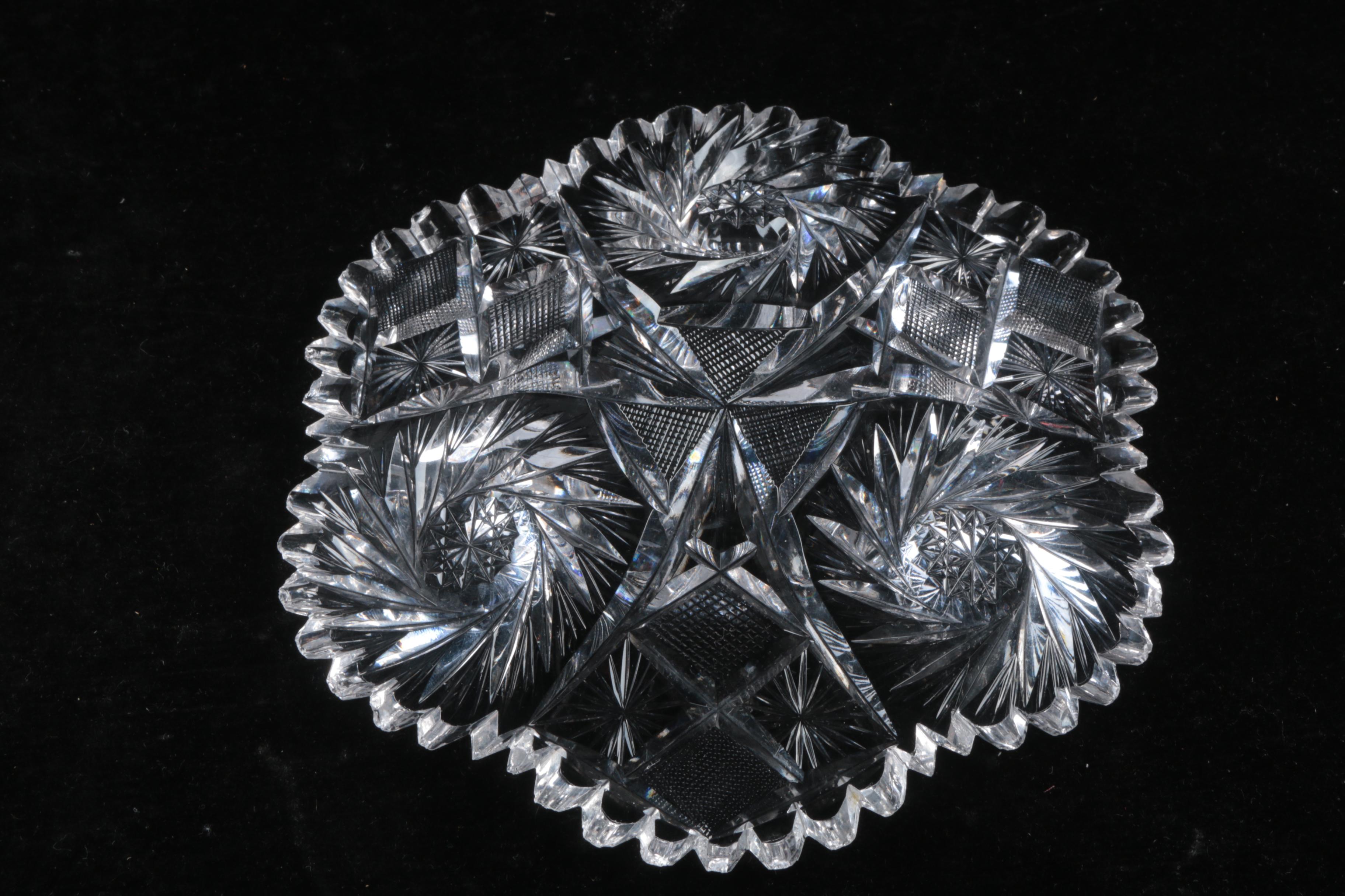 Hand-Cut Crystal Vase and Dish