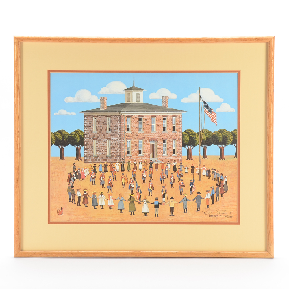 Lee Ethel Limited Edition Offset Lithograph Print of Early American Scene