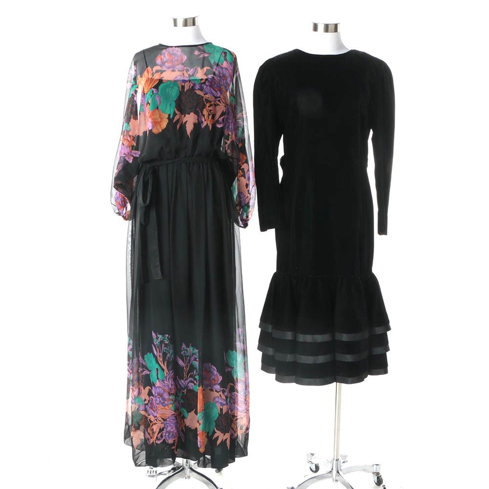 Late 1980s Vintage Louis Féraud and Saks Fifth Avenue Evening Dresses