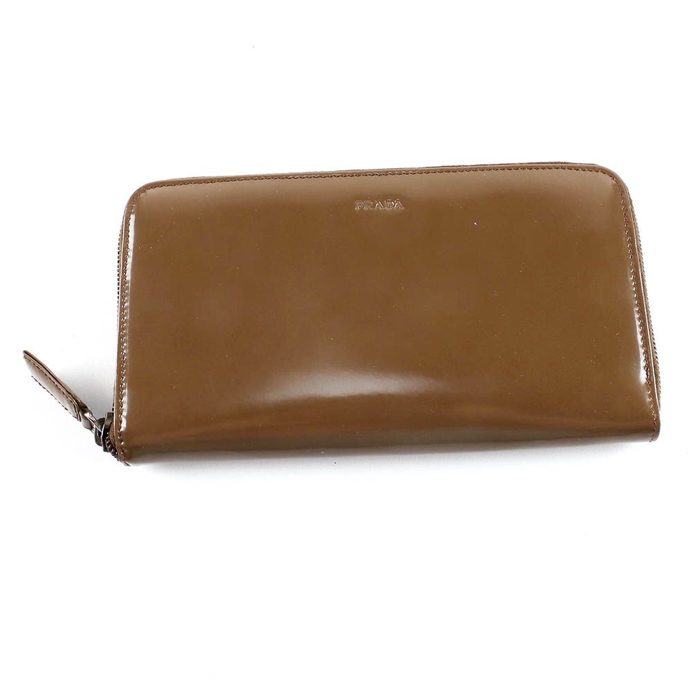 Prada Milano Olive Brown Leather Zip-Around Wallet