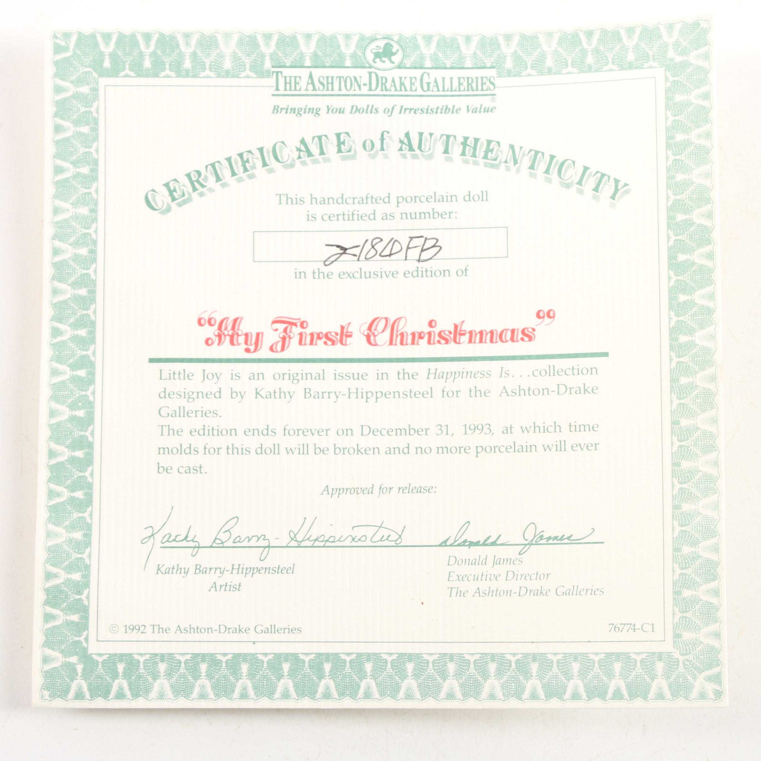 Ashton-Drake "My First Christmas" Porcelain Doll and Norfin "Grandma" Troll