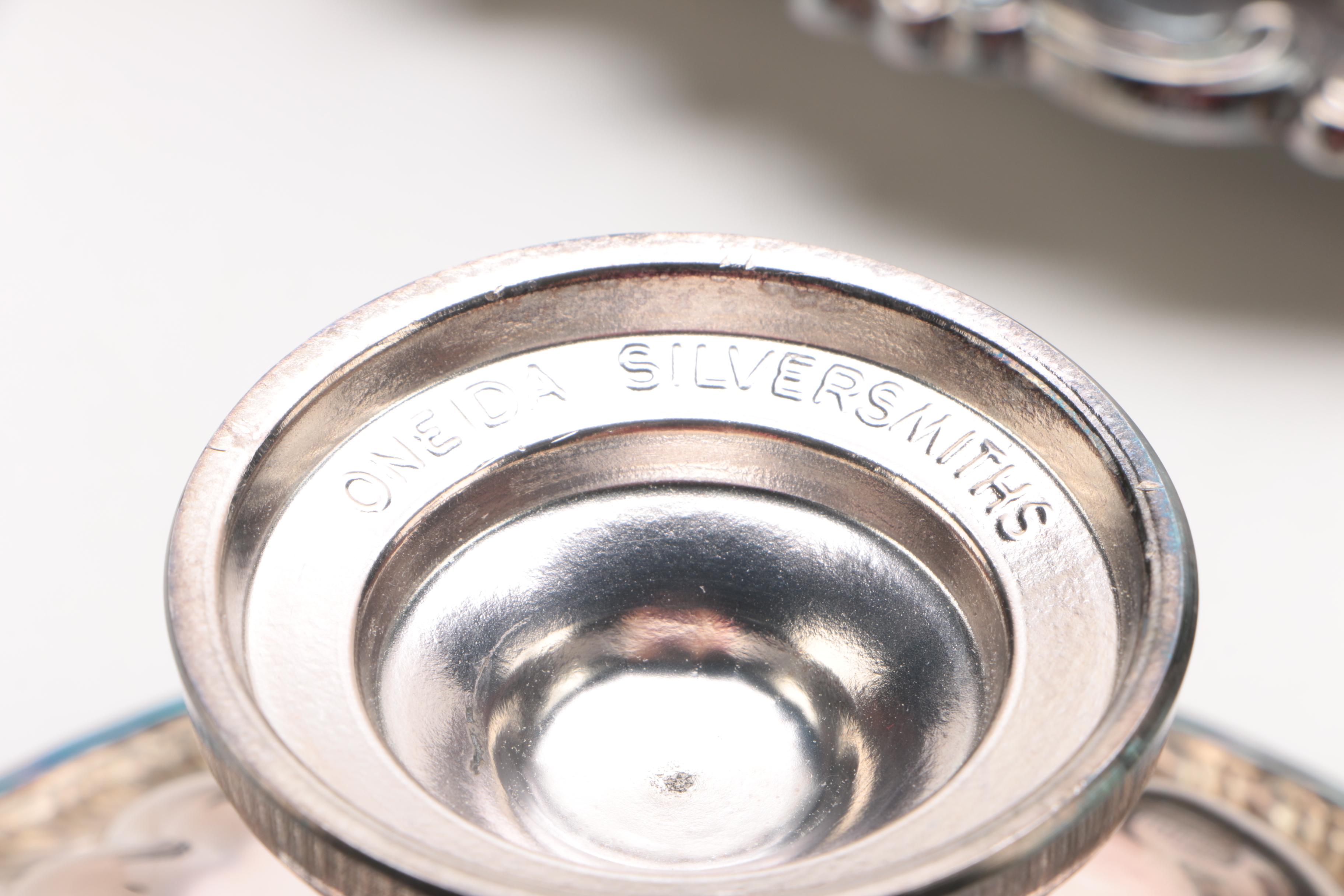 Alt-Heidelberg Large Silver Plate Tea Service Tray with Other Silver Plate