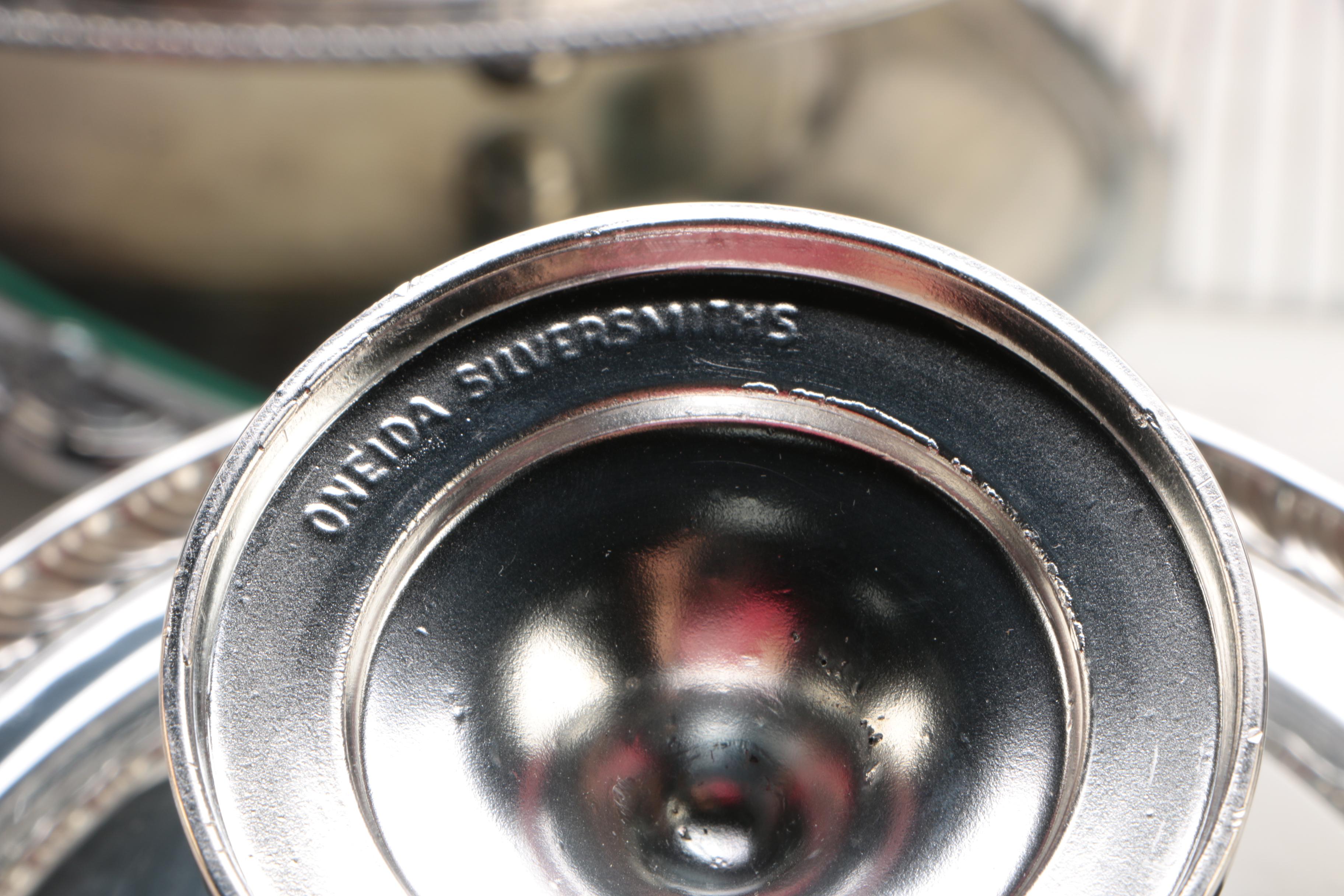 Alt-Heidelberg Large Silver Plate Tea Service Tray with Other Silver Plate