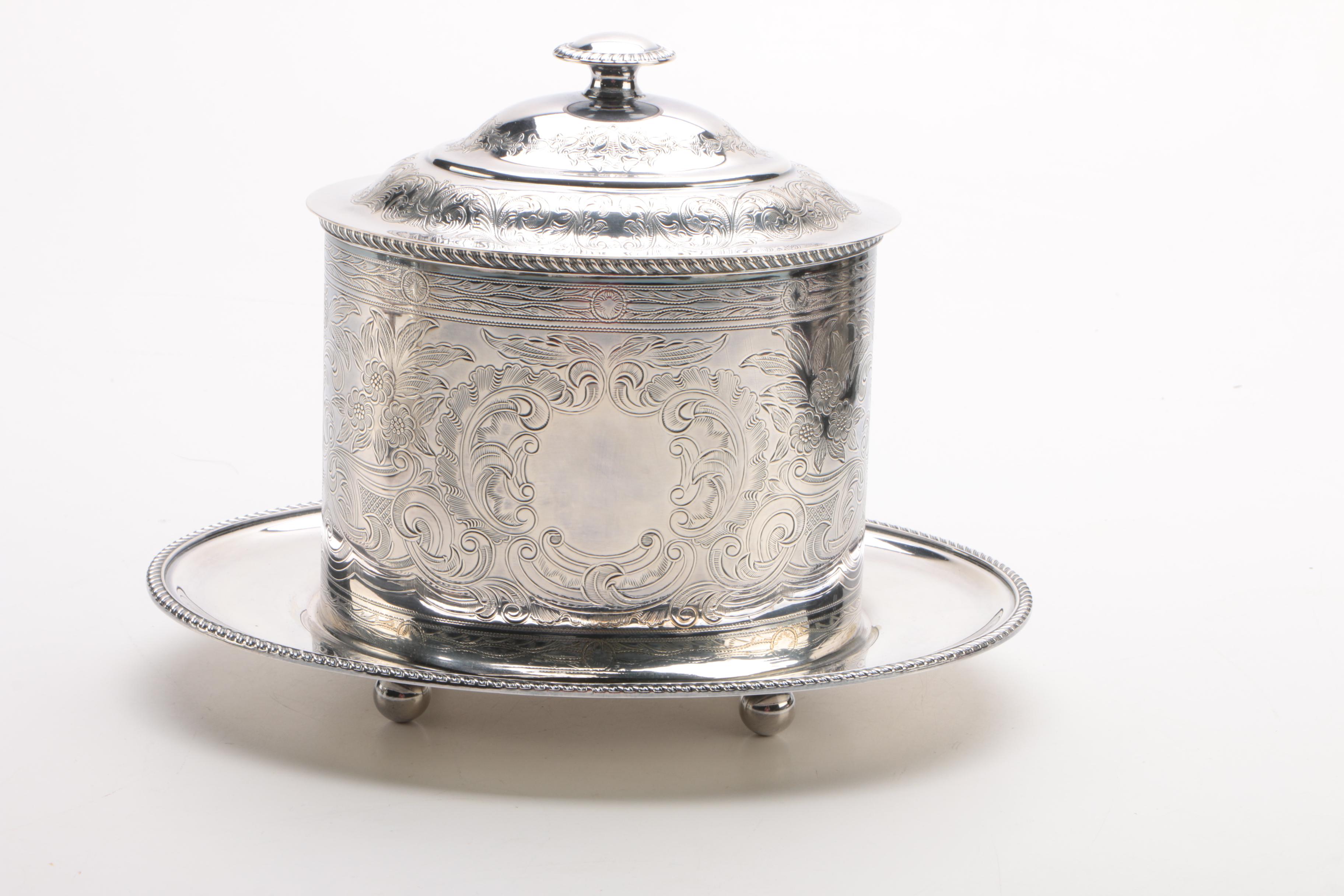 Alt-Heidelberg Large Silver Plate Tea Service Tray with Other Silver Plate