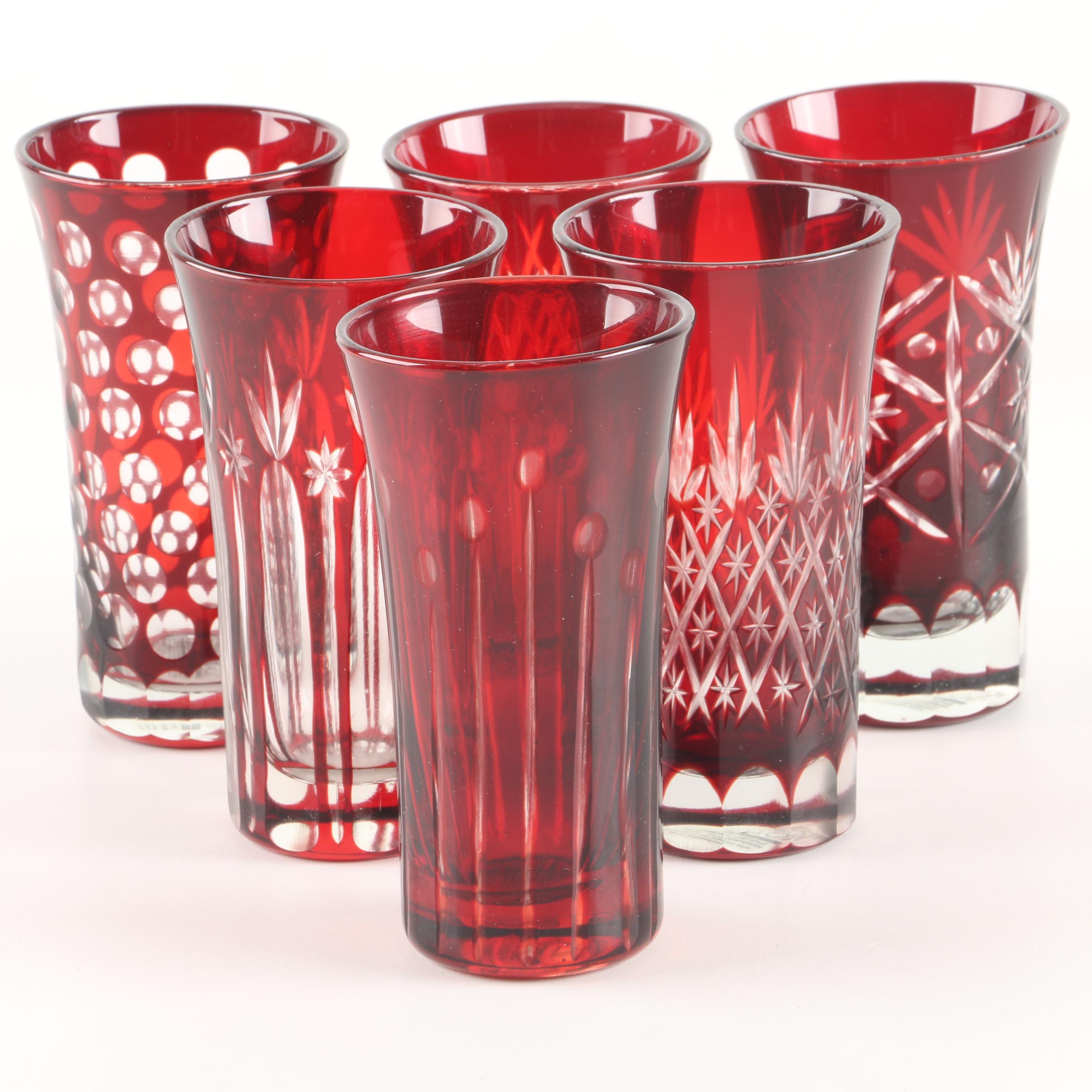 Tozai Ruby Cut to Clear Bohemian Style Crystal Tumblers