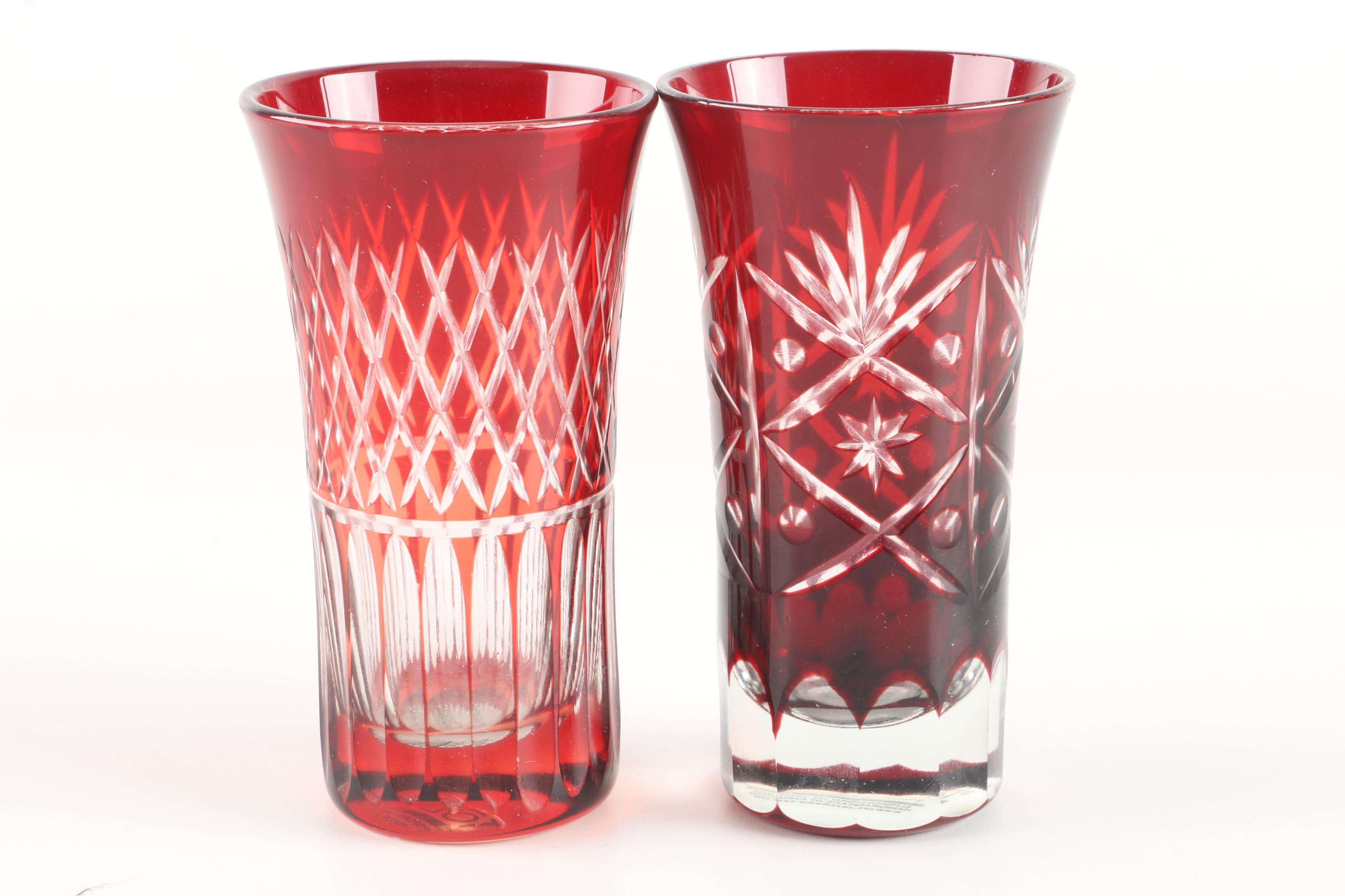 Tozai Ruby Cut to Clear Bohemian Style Crystal Tumblers