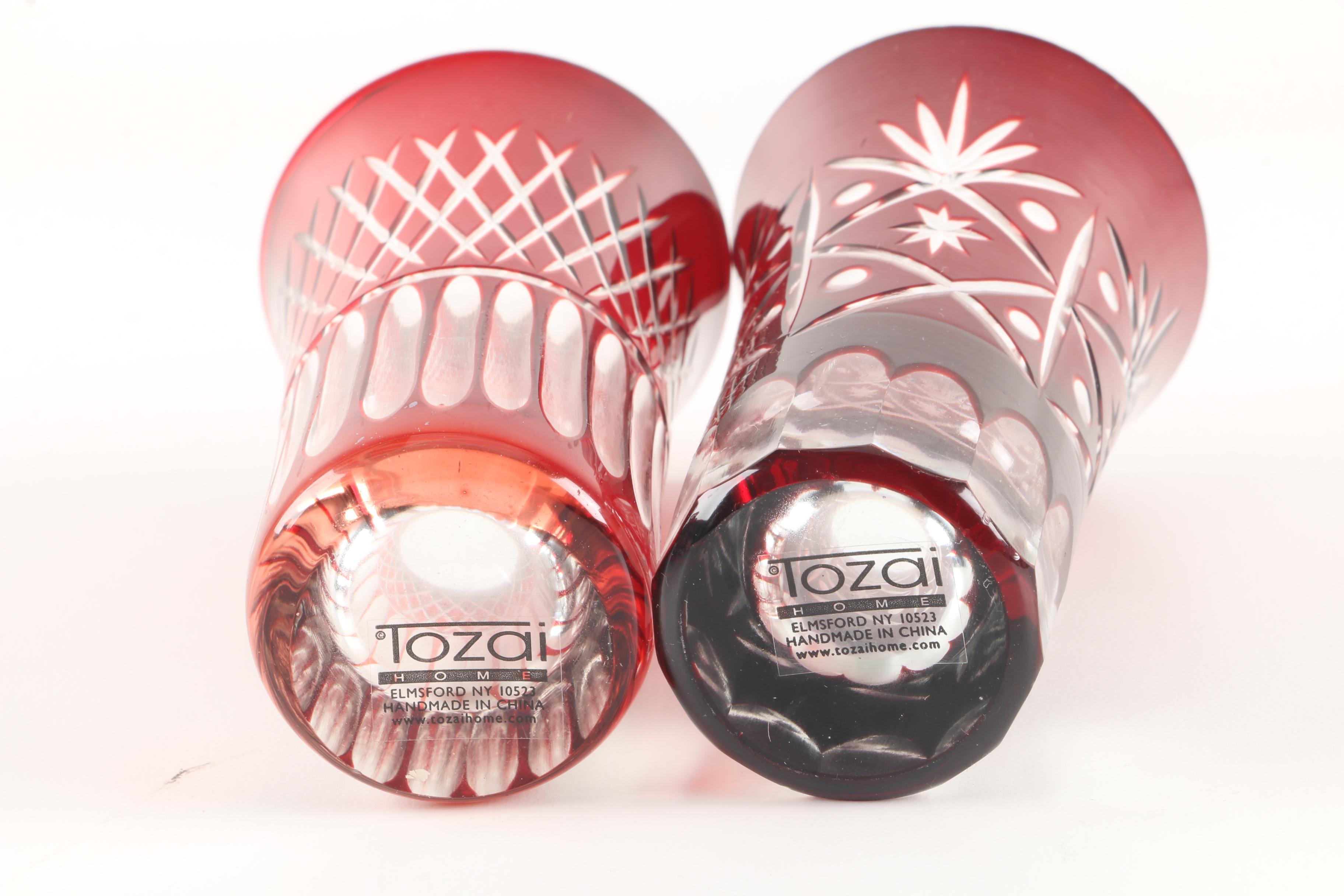 Tozai Ruby Cut to Clear Bohemian Style Crystal Tumblers