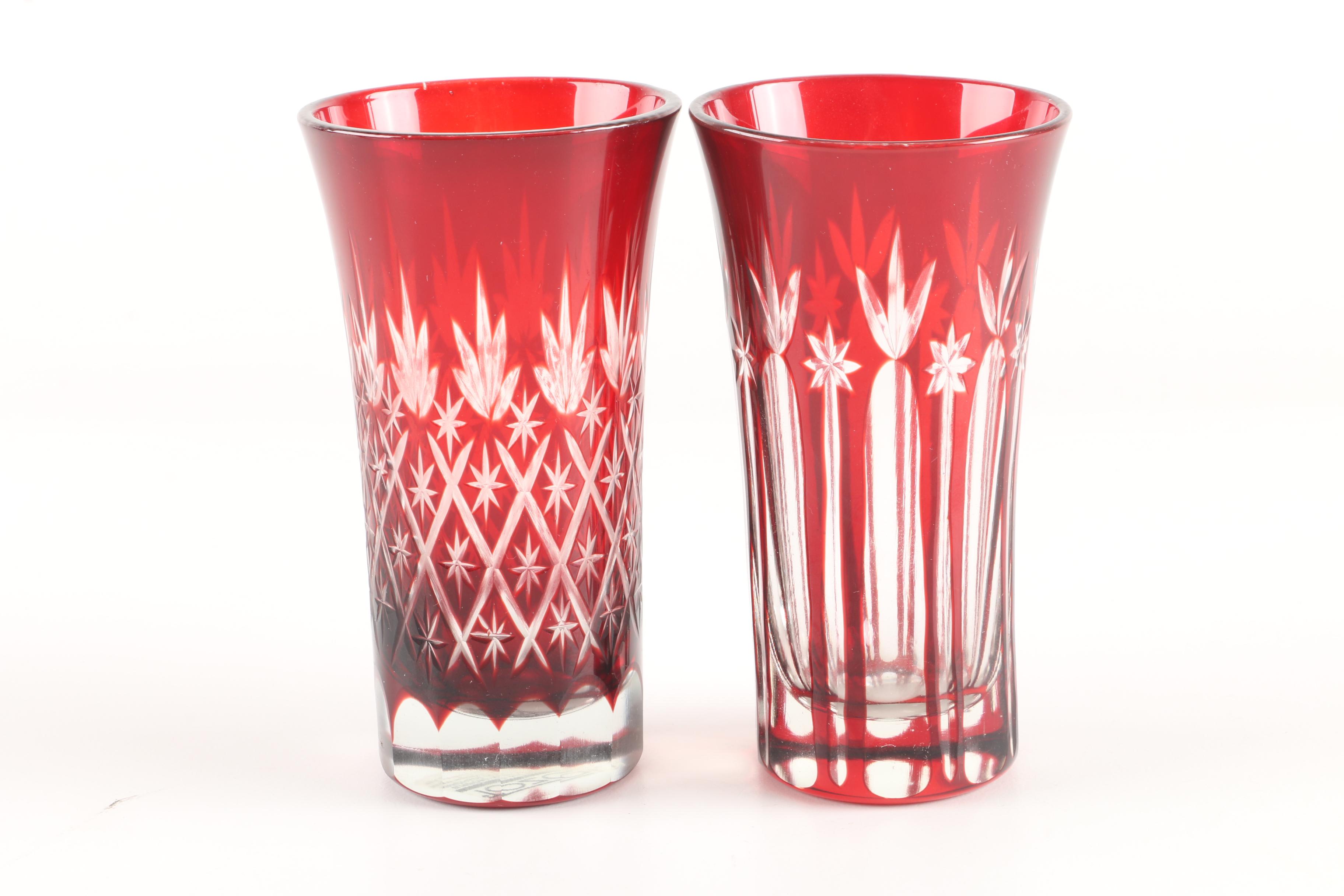Tozai Ruby Cut to Clear Bohemian Style Crystal Tumblers
