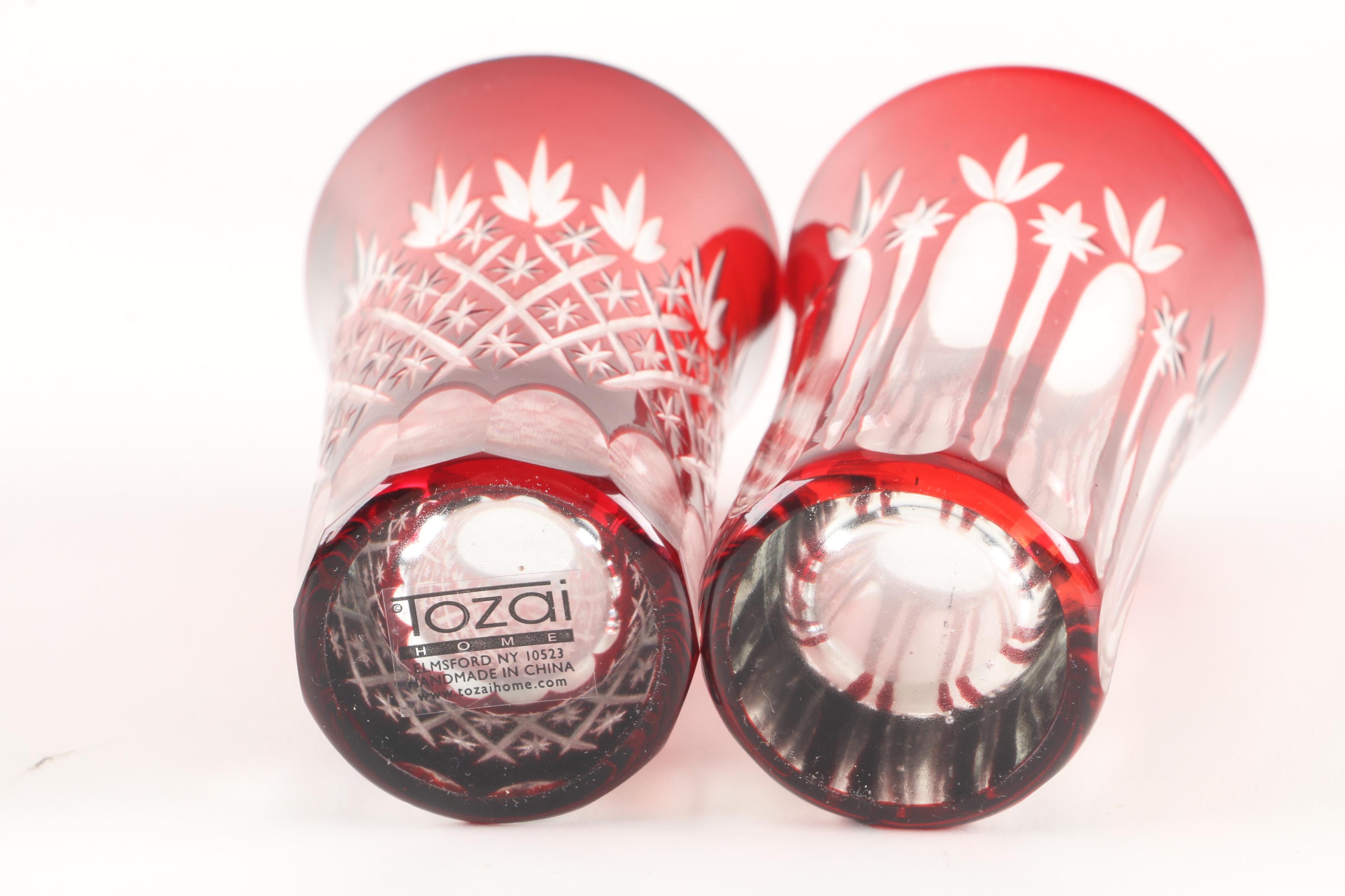 Tozai Ruby Cut to Clear Bohemian Style Crystal Tumblers