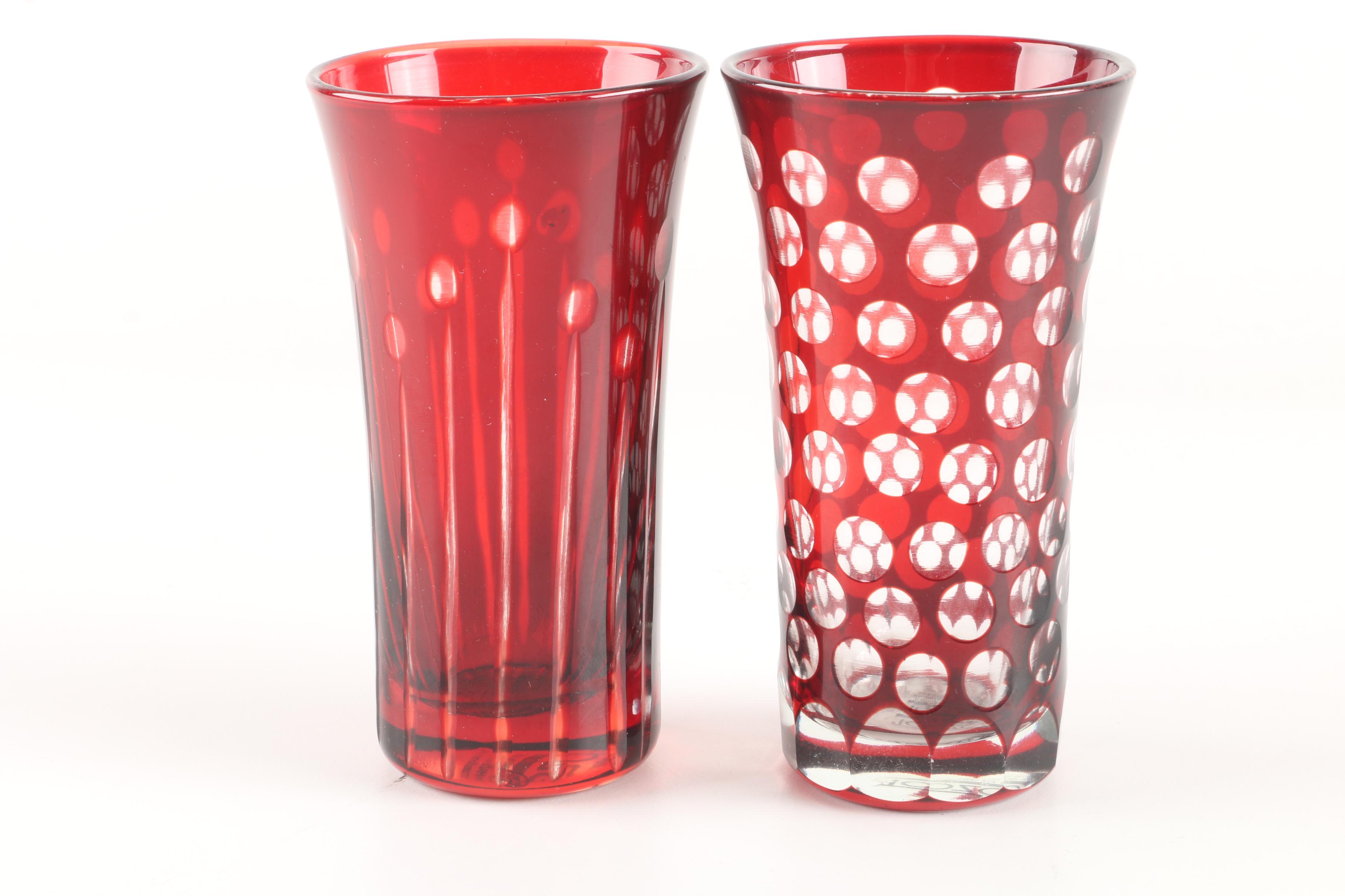 Tozai Ruby Cut to Clear Bohemian Style Crystal Tumblers