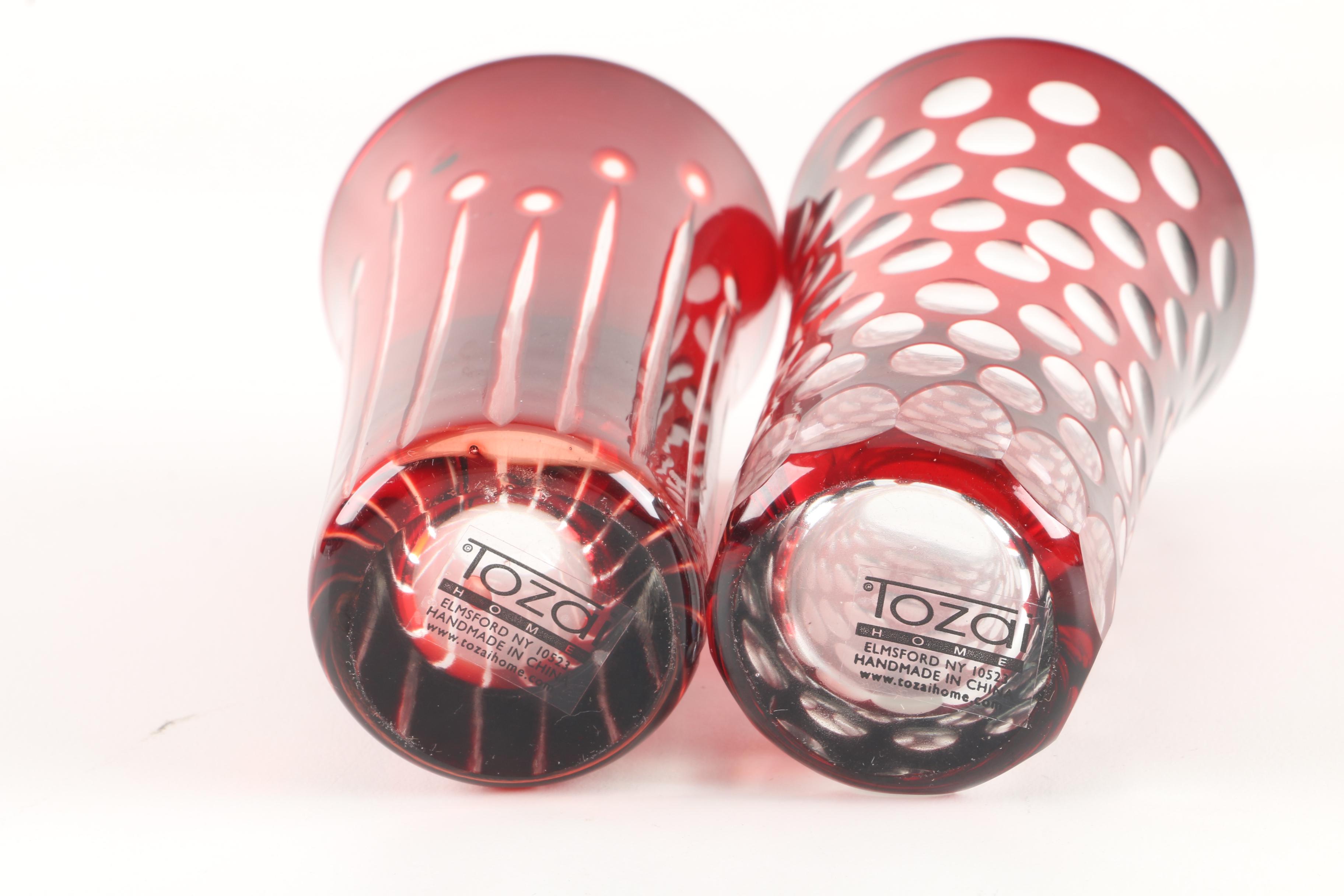 Tozai Ruby Cut to Clear Bohemian Style Crystal Tumblers