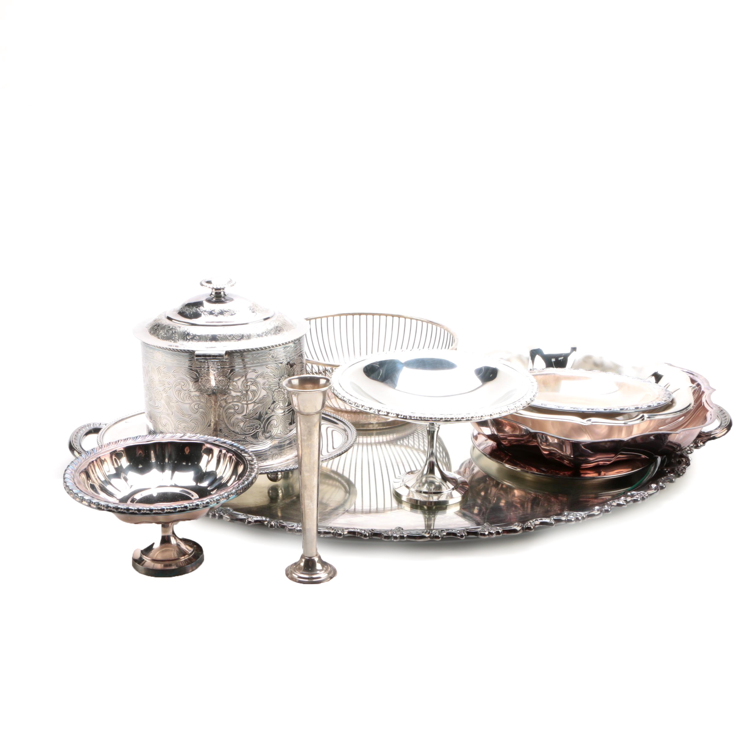 Alt-Heidelberg Large Silver Plate Tea Service Tray with Other Silver Plate