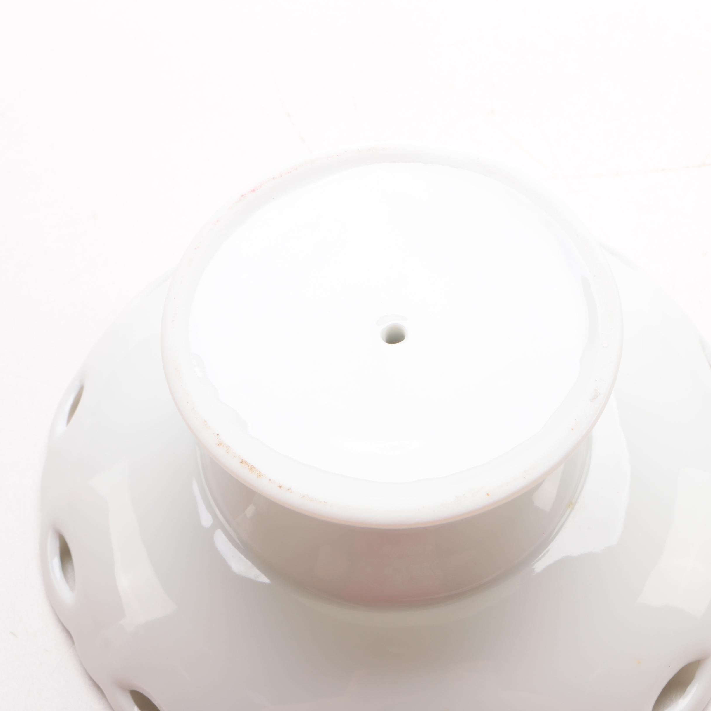 Asian Crystalline Porcelain Jars and Hand-Painted Pedestal Dish