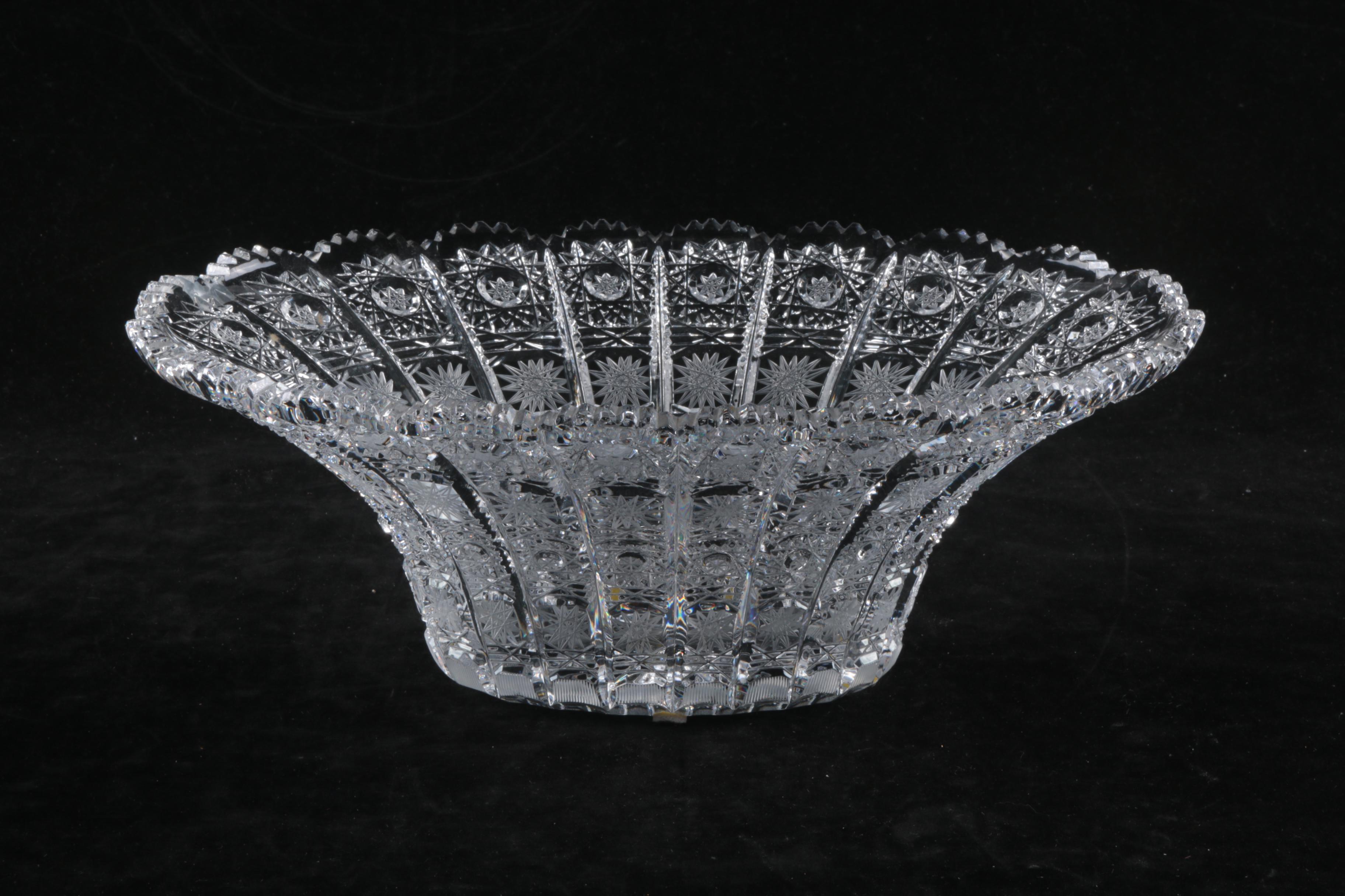 1896-1918 Egginton American Brilliant Period Cut Carafe and Cut Crystal Bowl