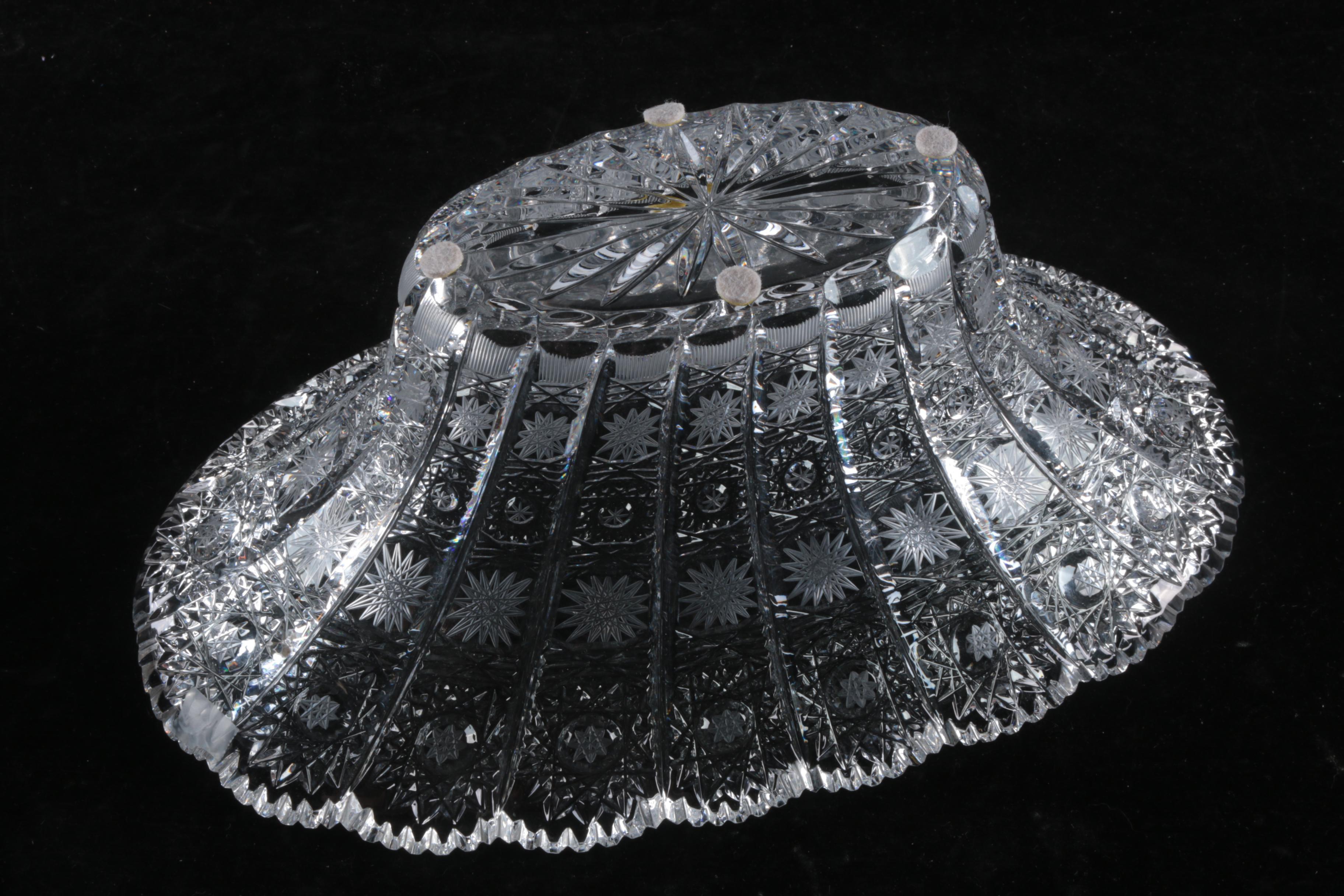 1896-1918 Egginton American Brilliant Period Cut Carafe and Cut Crystal Bowl