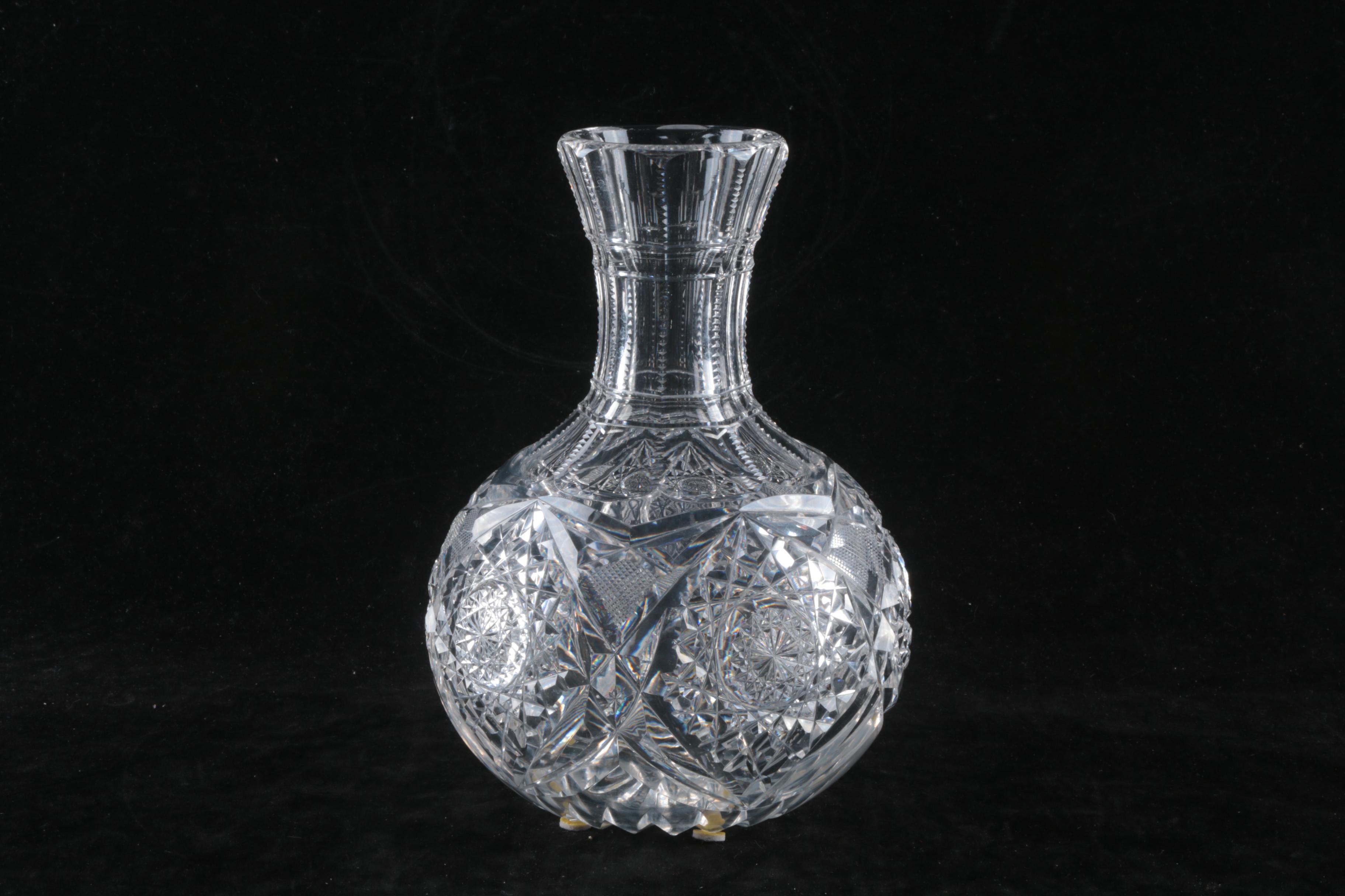 1896-1918 Egginton American Brilliant Period Cut Carafe and Cut Crystal Bowl