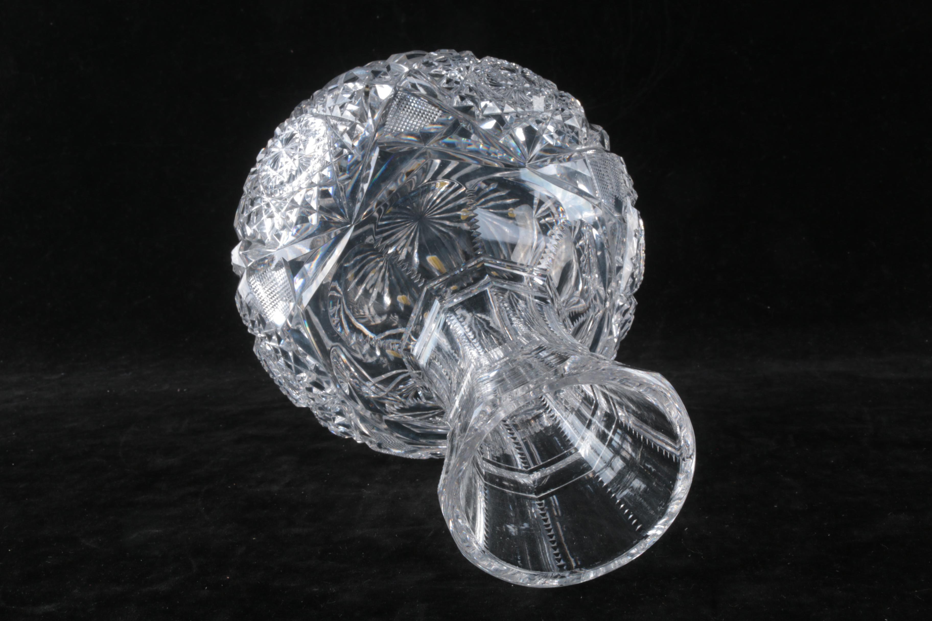 1896-1918 Egginton American Brilliant Period Cut Carafe and Cut Crystal Bowl