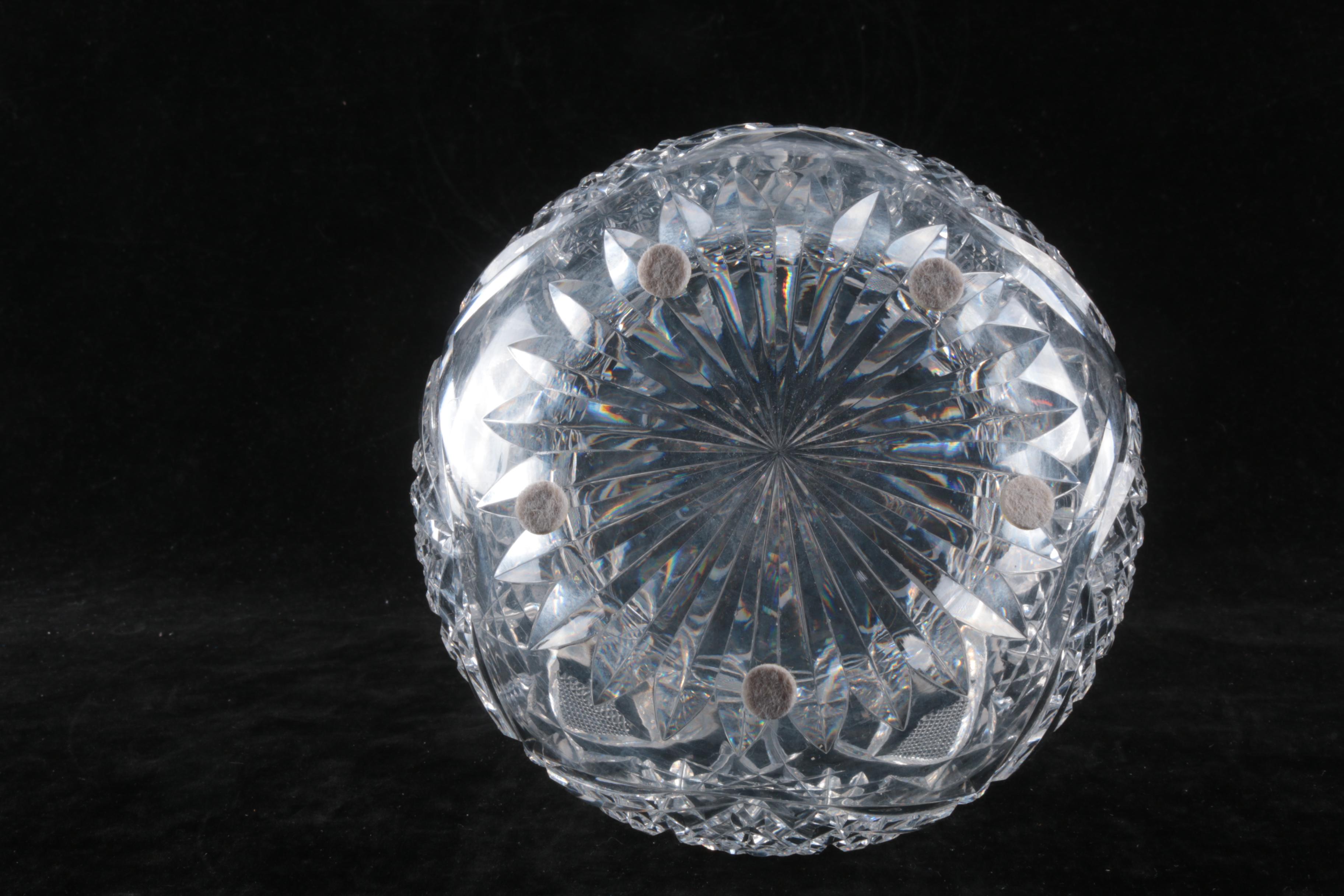 1896-1918 Egginton American Brilliant Period Cut Carafe and Cut Crystal Bowl